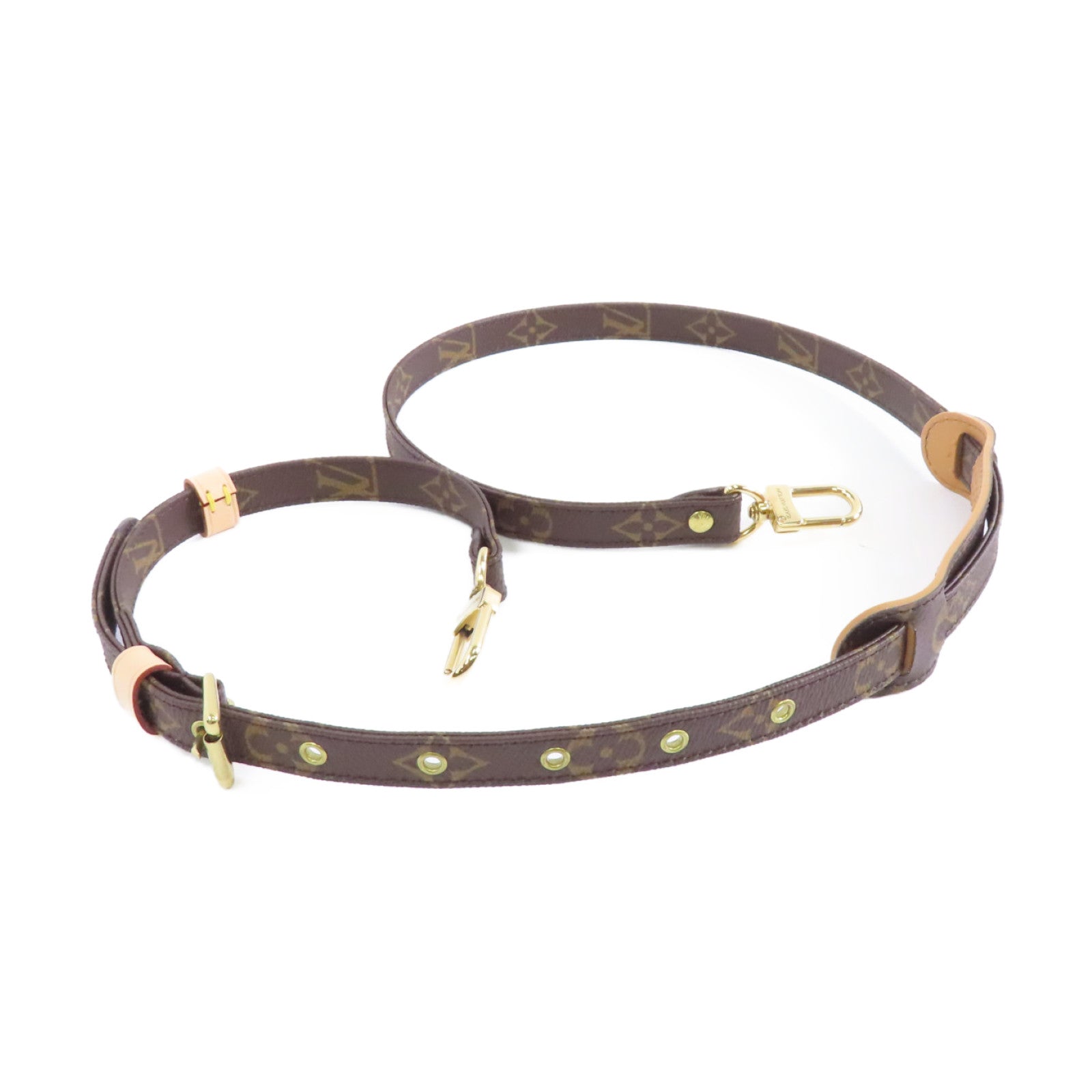 LOUIS VUITTON Monogram Shoulder Strap金扣掛飾棕色