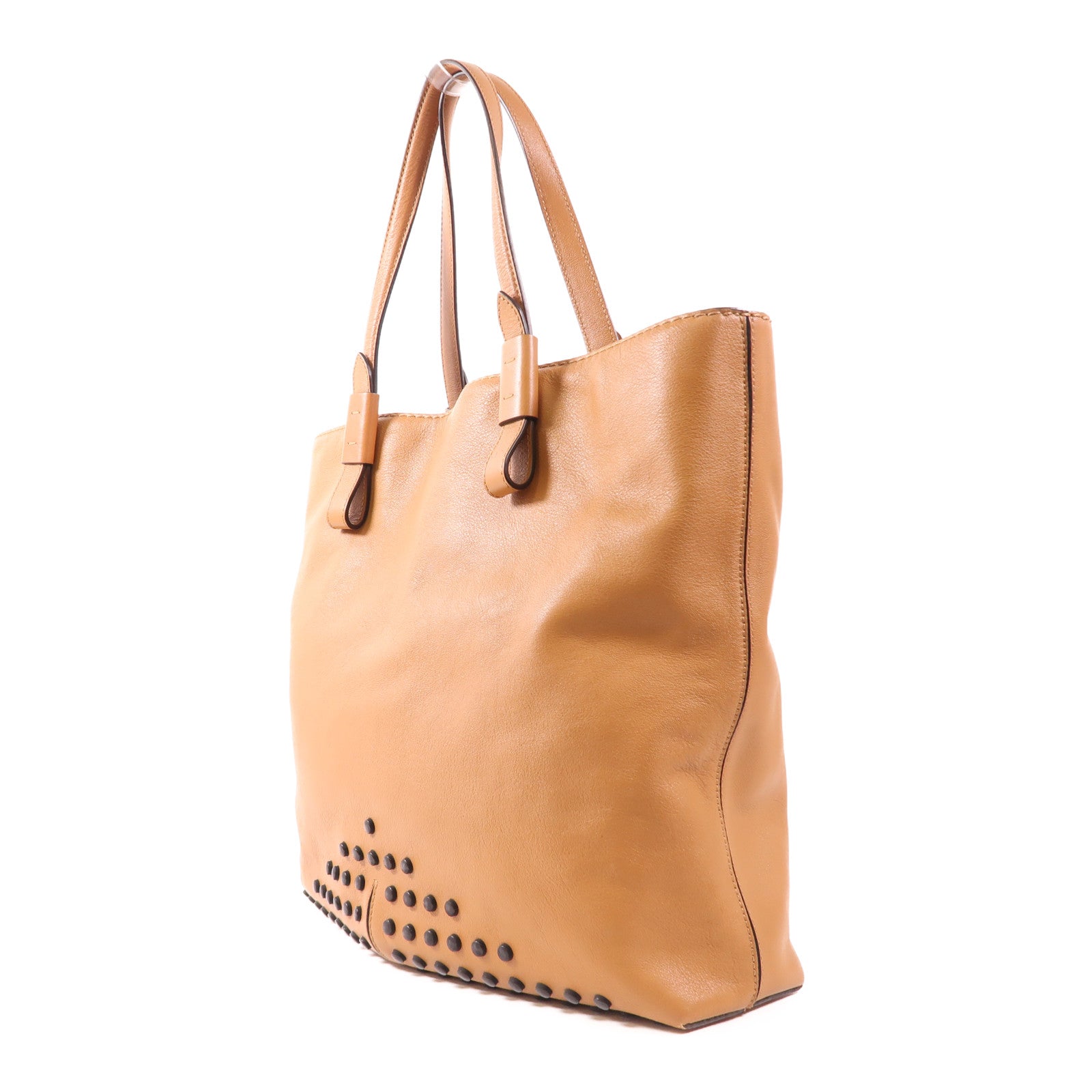 TOD'S 牛皮皮革Tote Bag銀扣肩背袋