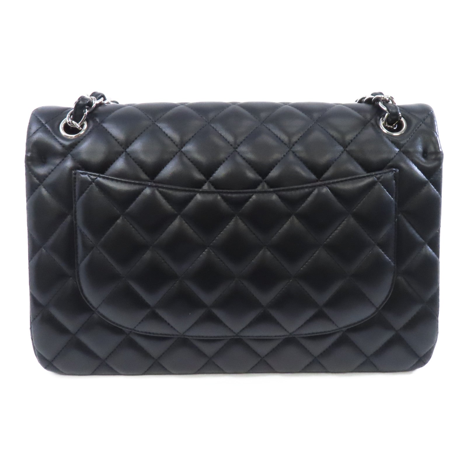 CHANEL 【激減優惠】菱格羊皮皮革Classic Jumbo銀扣鏈帶肩背袋黑色