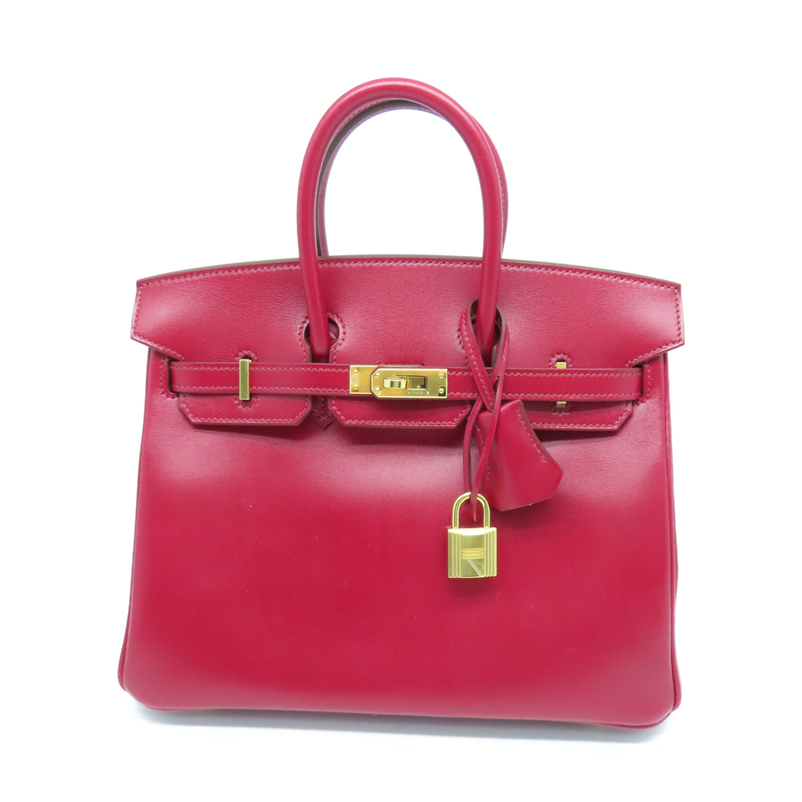 HERMES 【清倉大減價】Tadelakt Birkin 25金扣手挽袋寶石紅色