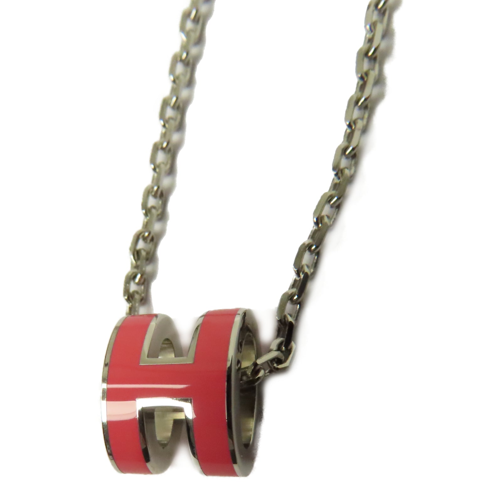 HERMES 金屬Mini Pop H Necklace項鍊粉紅色/銀色