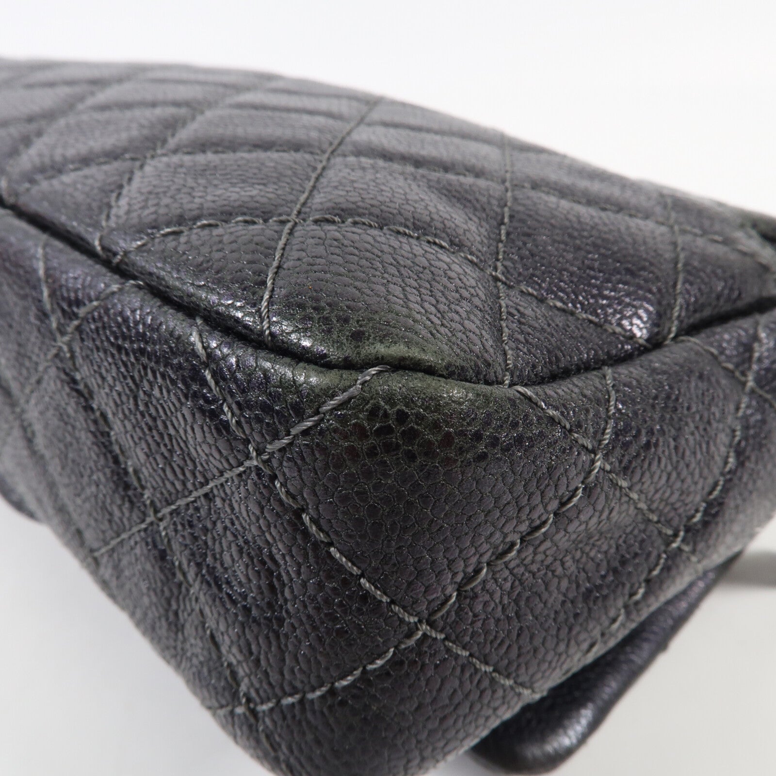 CHANEL 牛皮皮革Shoulder Bag銀扣鏈帶肩背袋