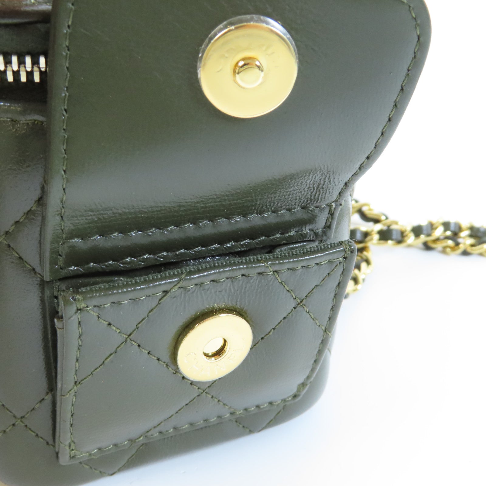 CHANEL 【激減優惠】菱格牛皮皮革Chain Shoulder Bag金扣鏈帶肩背袋綠色
