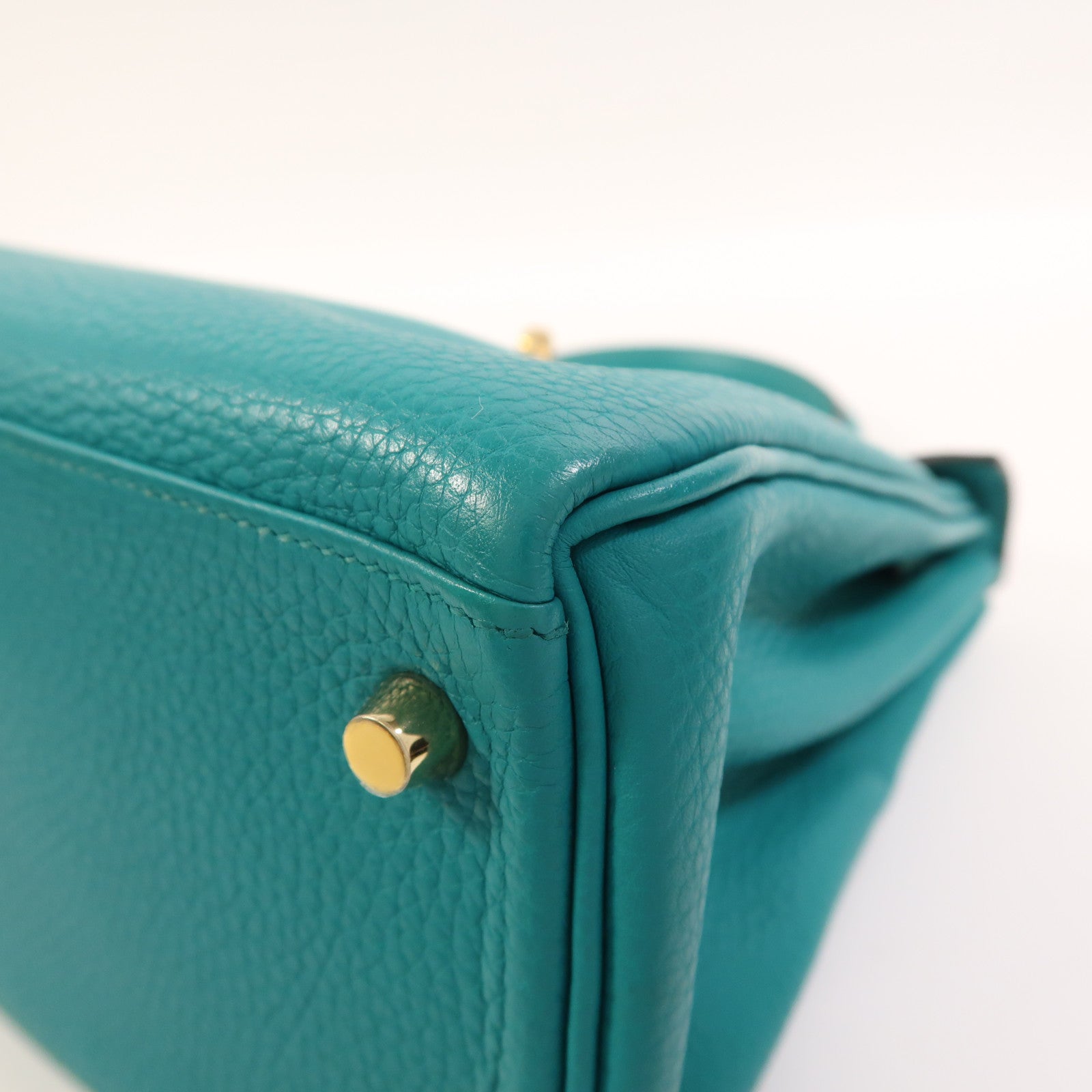 HERMES Togo皮革Kelly 28金扣手挽肩背兩用袋Bleu Paon