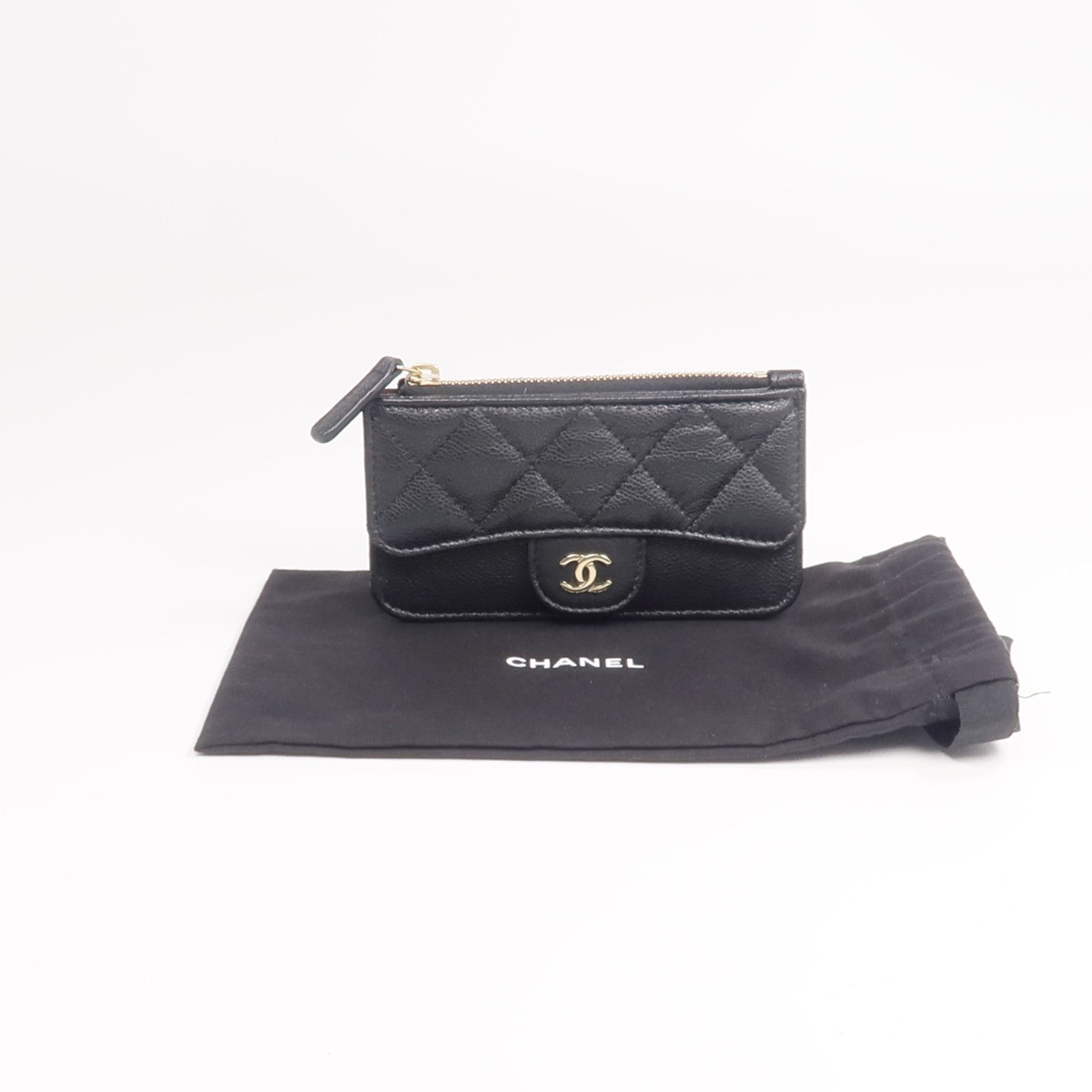 CHANEL 牛皮皮革Classic Zipped Card Holder金扣卡片套