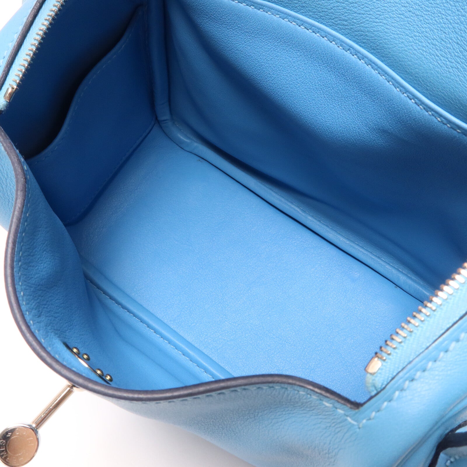 HERMES Swift皮革Mini Lindy金扣手挽肩背兩用袋Bleu Frida