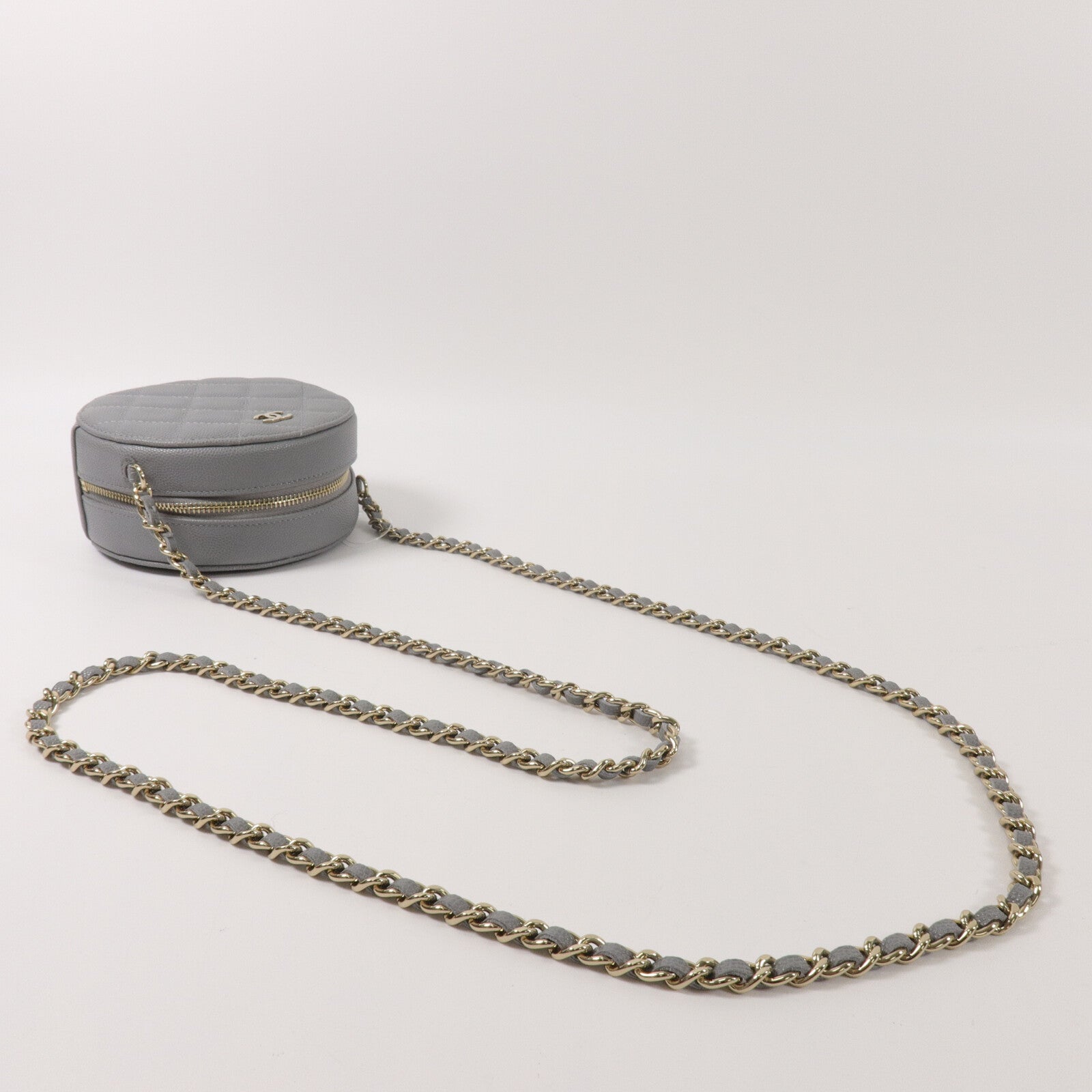 CHANEL 牛皮皮革Round Clutch With Chain鏈帶肩背袋