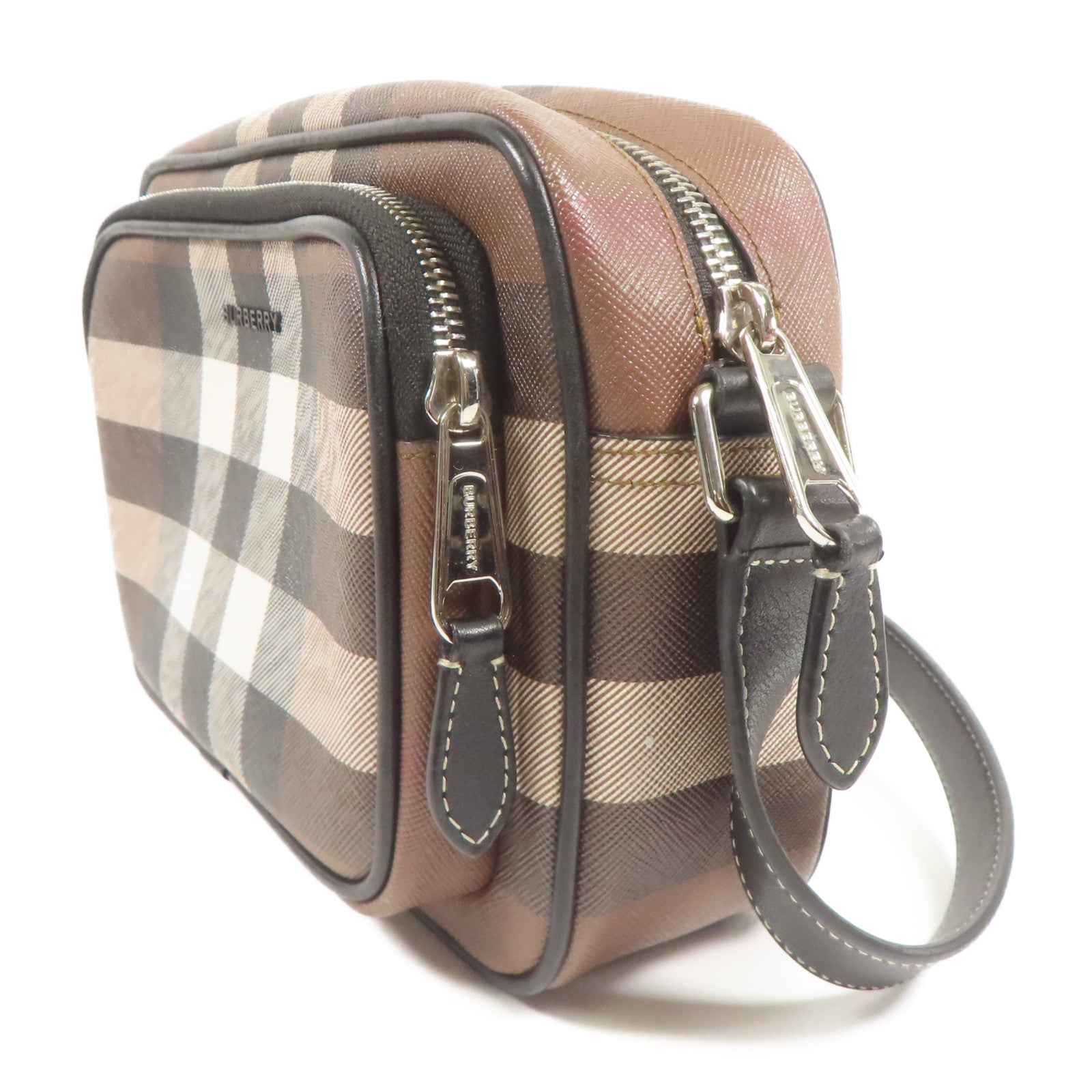 BURBERRY 塗層帆布Shoulder Bag銀扣肩背袋