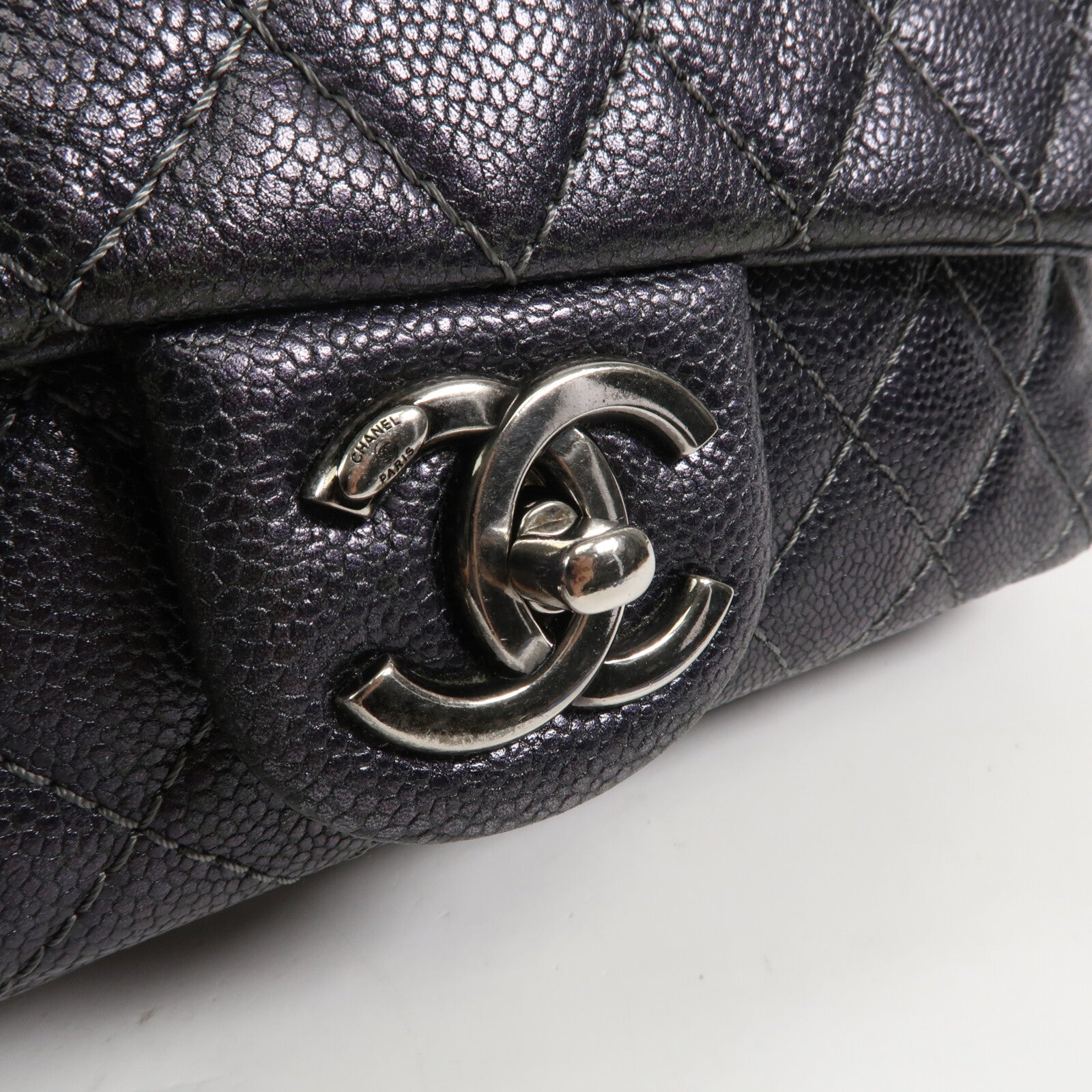 CHANEL 牛皮皮革Shoulder Bag銀扣鏈帶肩背袋