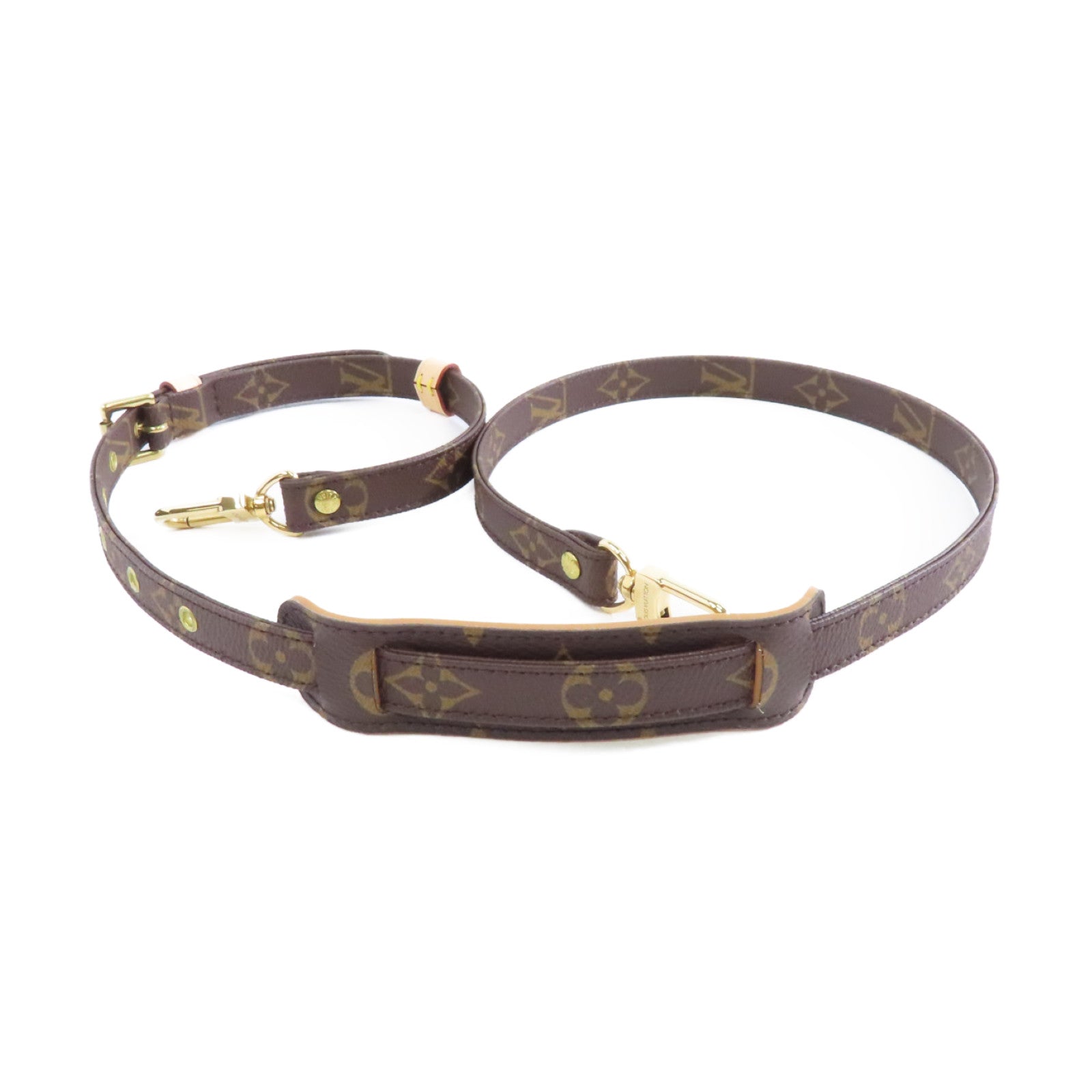 LOUIS VUITTON Monogram Shoulder Strap金扣掛飾棕色