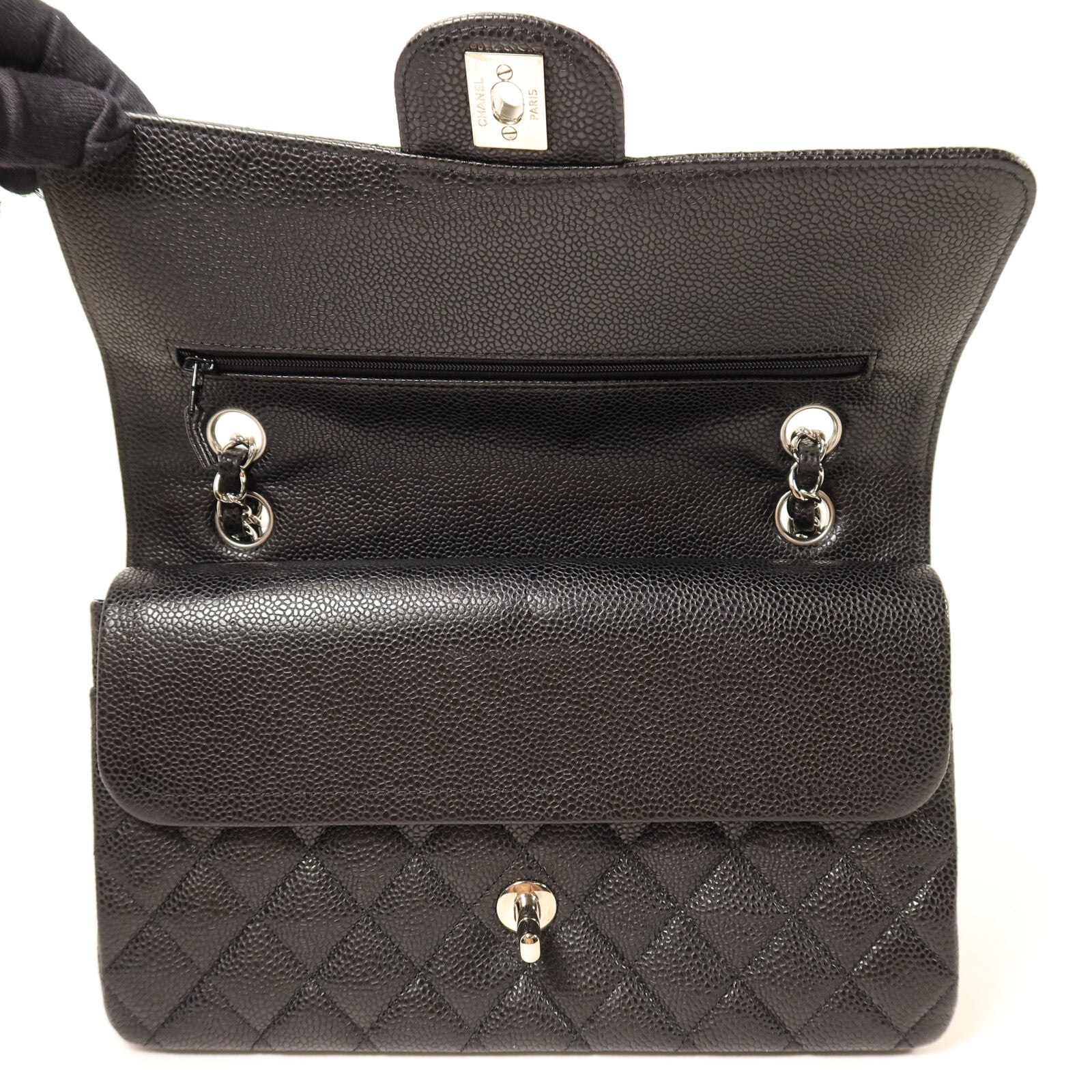 CHANEL 牛皮皮革Classic 25銀扣鏈帶肩背袋