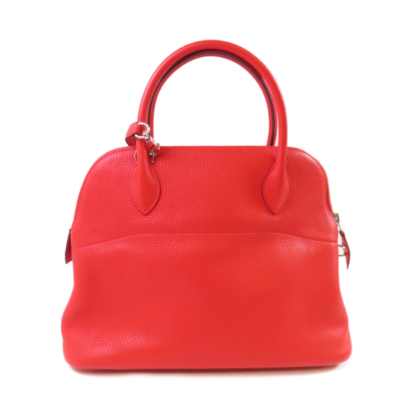 HERMES 【激減優惠】Clemence皮革Bolide 31 2Way Hand Bag銀扣手挽肩背兩用袋Rouge Casaque法拉利紅色
