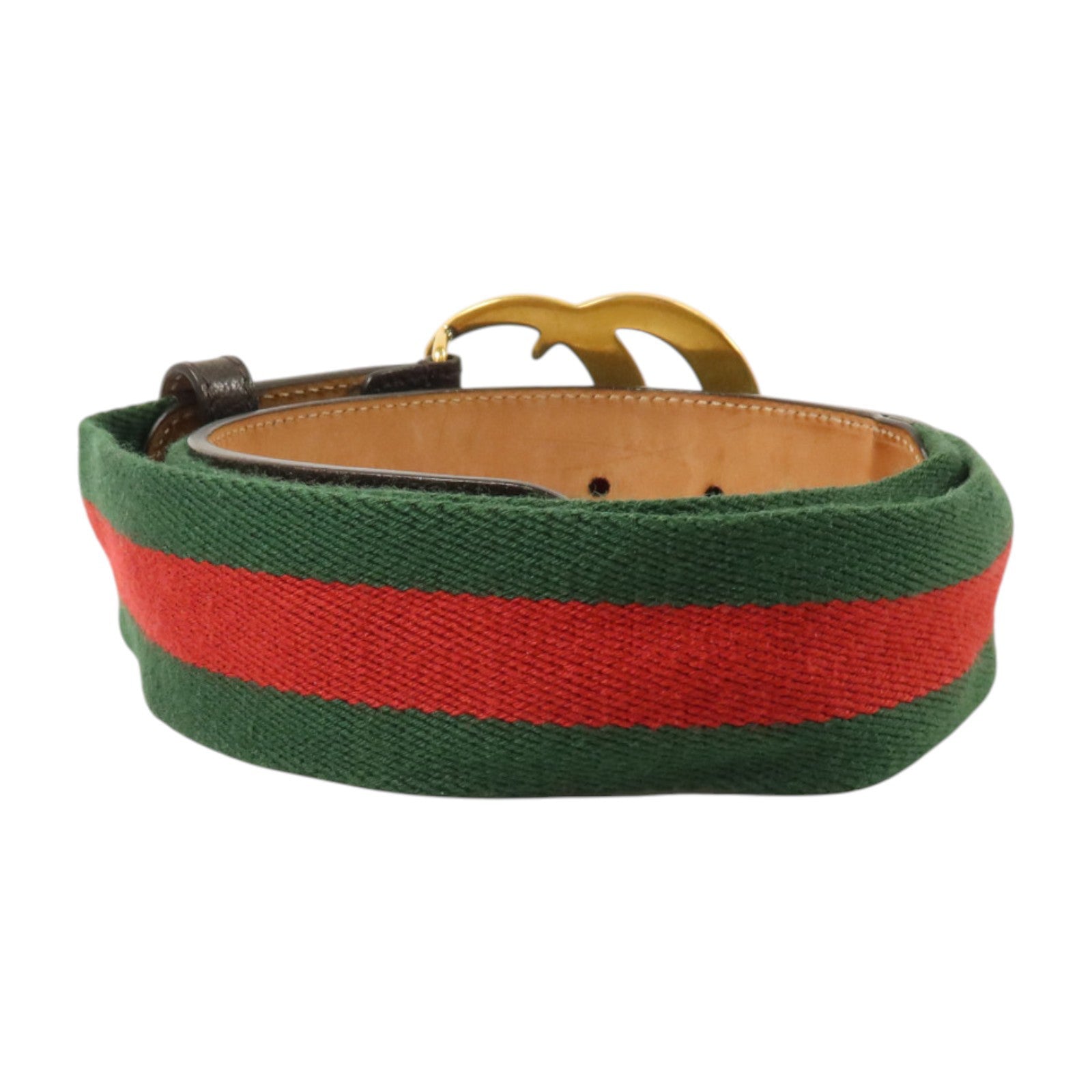 GUCCI 牛皮皮革/帆布GG Marmont Wed Belt 90cm金扣皮帶
