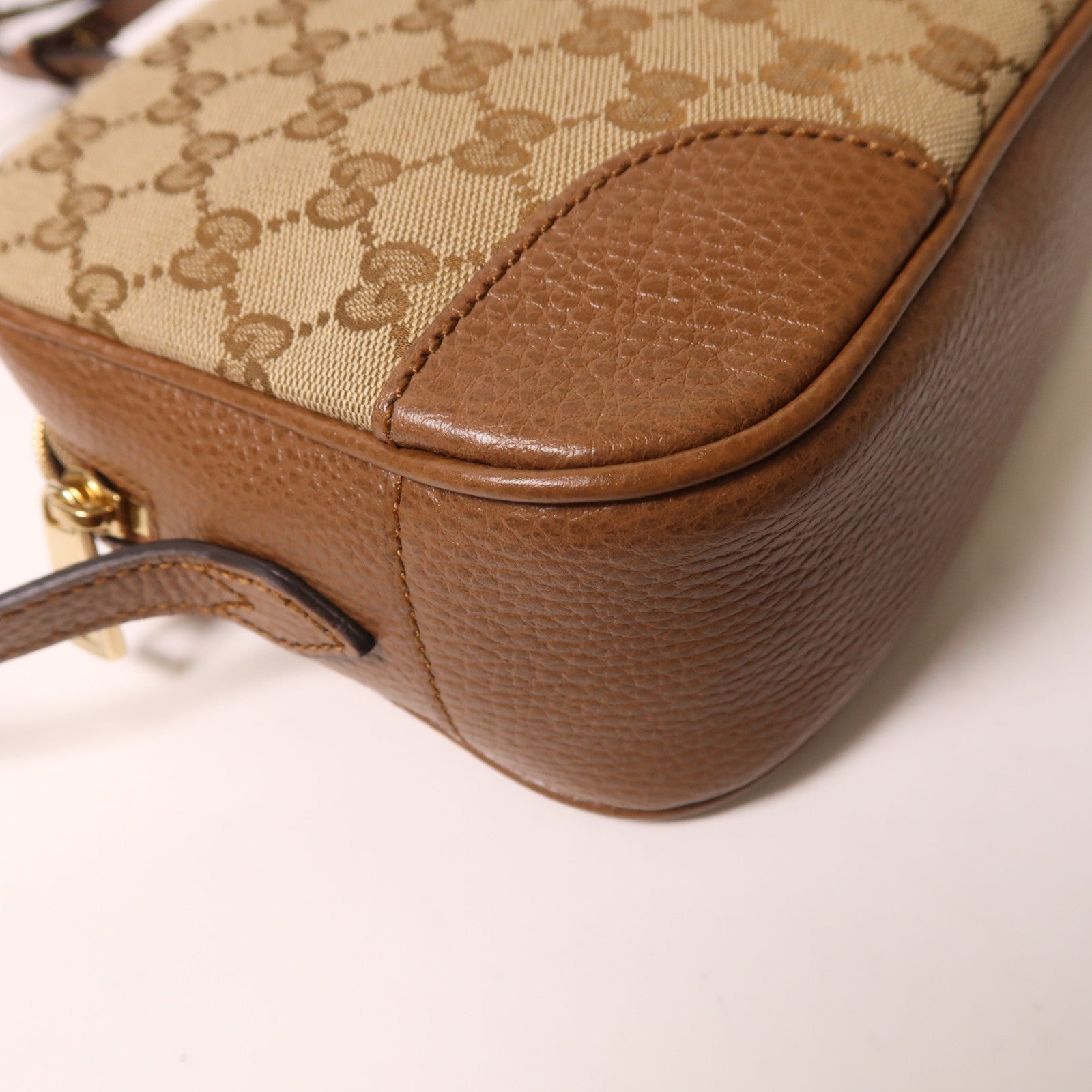 GUCCI GG SHW Shoulder Bag 520981 Coated Canvas/Calf Brown