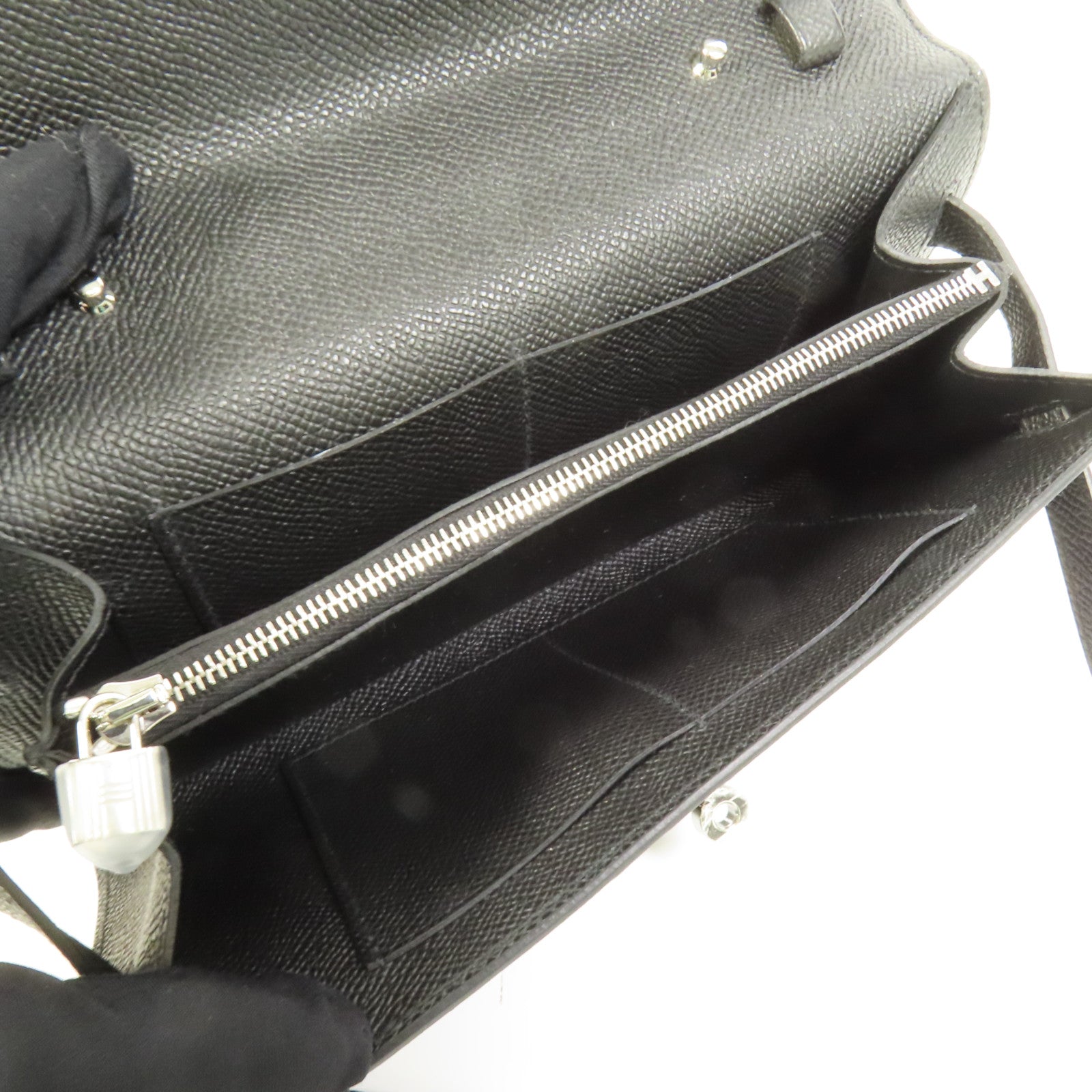 HERMES Epsom皮革Kelly To Go銀扣肩背袋