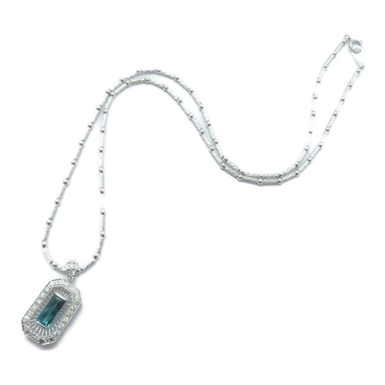 JEWELRY PT900鉑金/18K白金Tourmaline Necklace 1.04ct碧壐/0.28ct鑽石項鏈