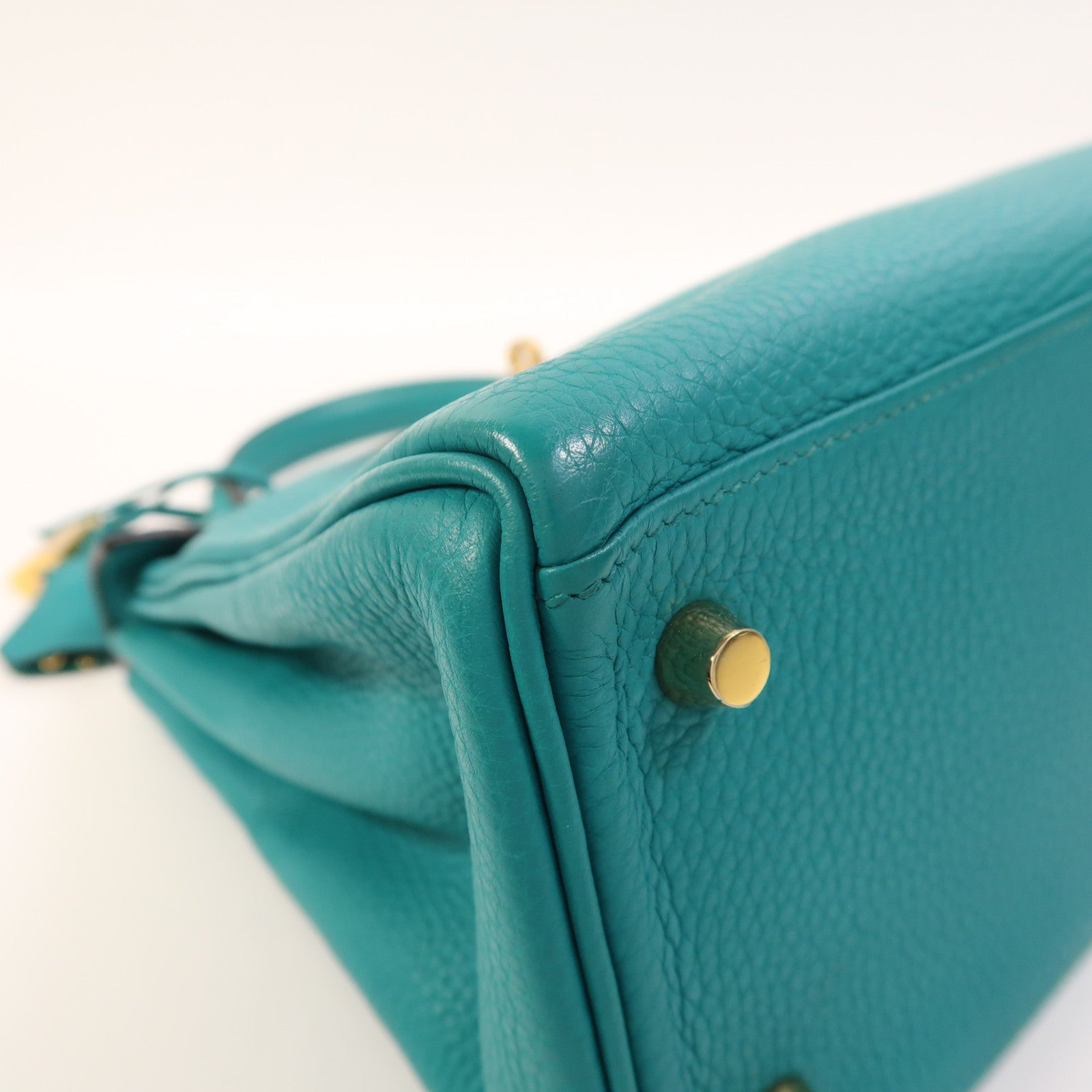 HERMES Togo皮革Kelly 28金扣手挽肩背兩用袋Bleu Paon