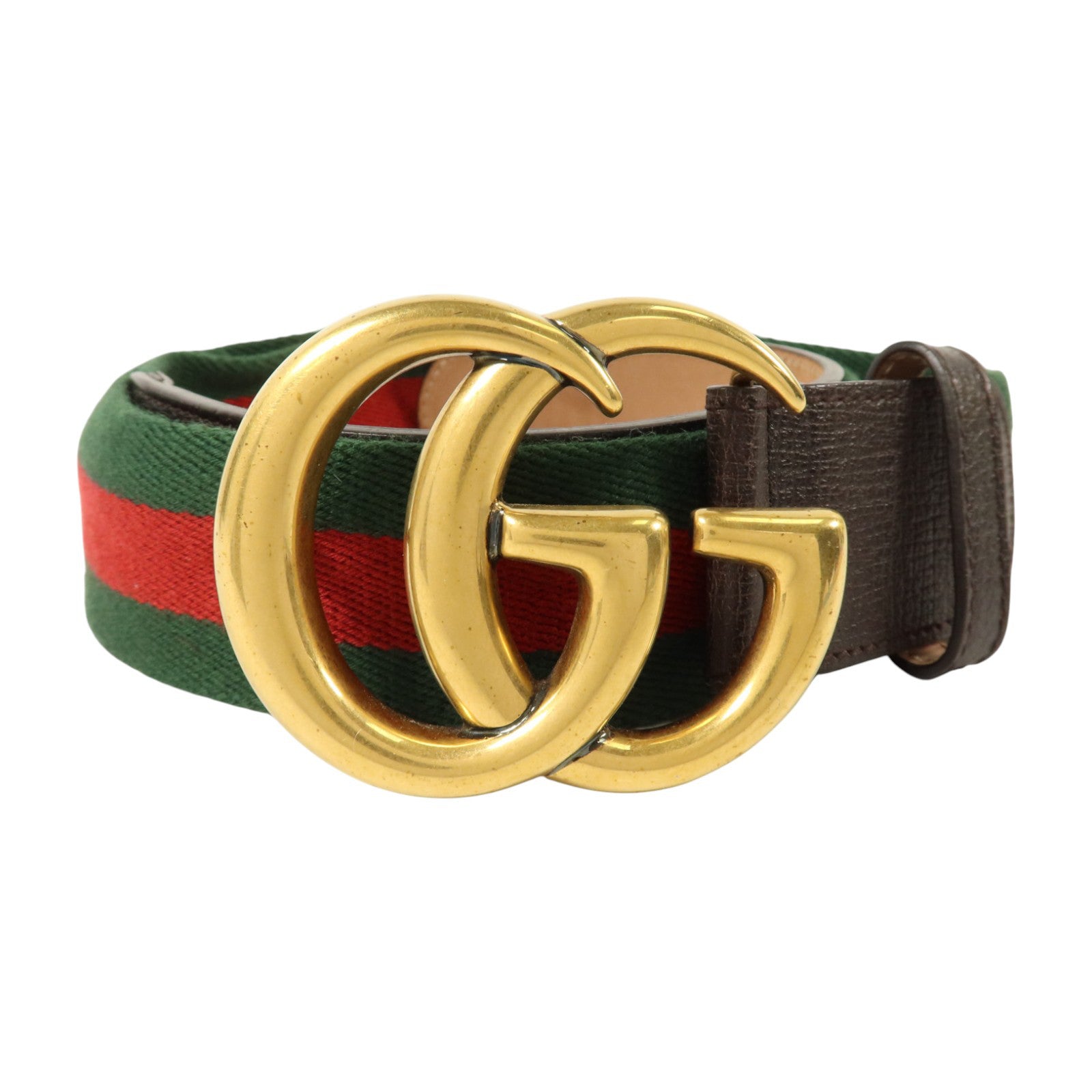 GUCCI 牛皮皮革/帆布GG Marmont Wed Belt 90cm金扣皮帶