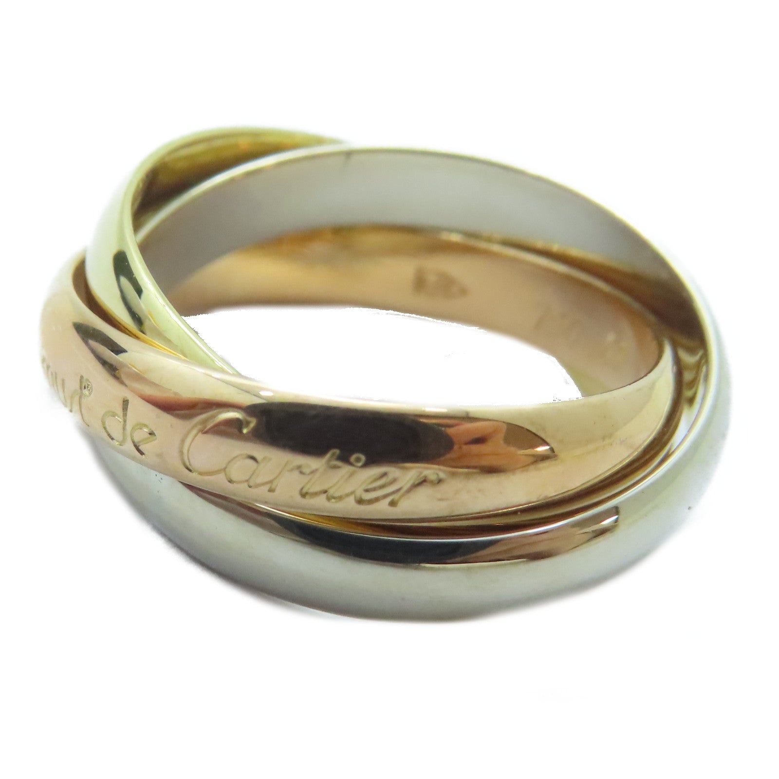 CARTIER 18K黃金/白金/玫瑰金Trinity戒指Cartier#51/US#5.75