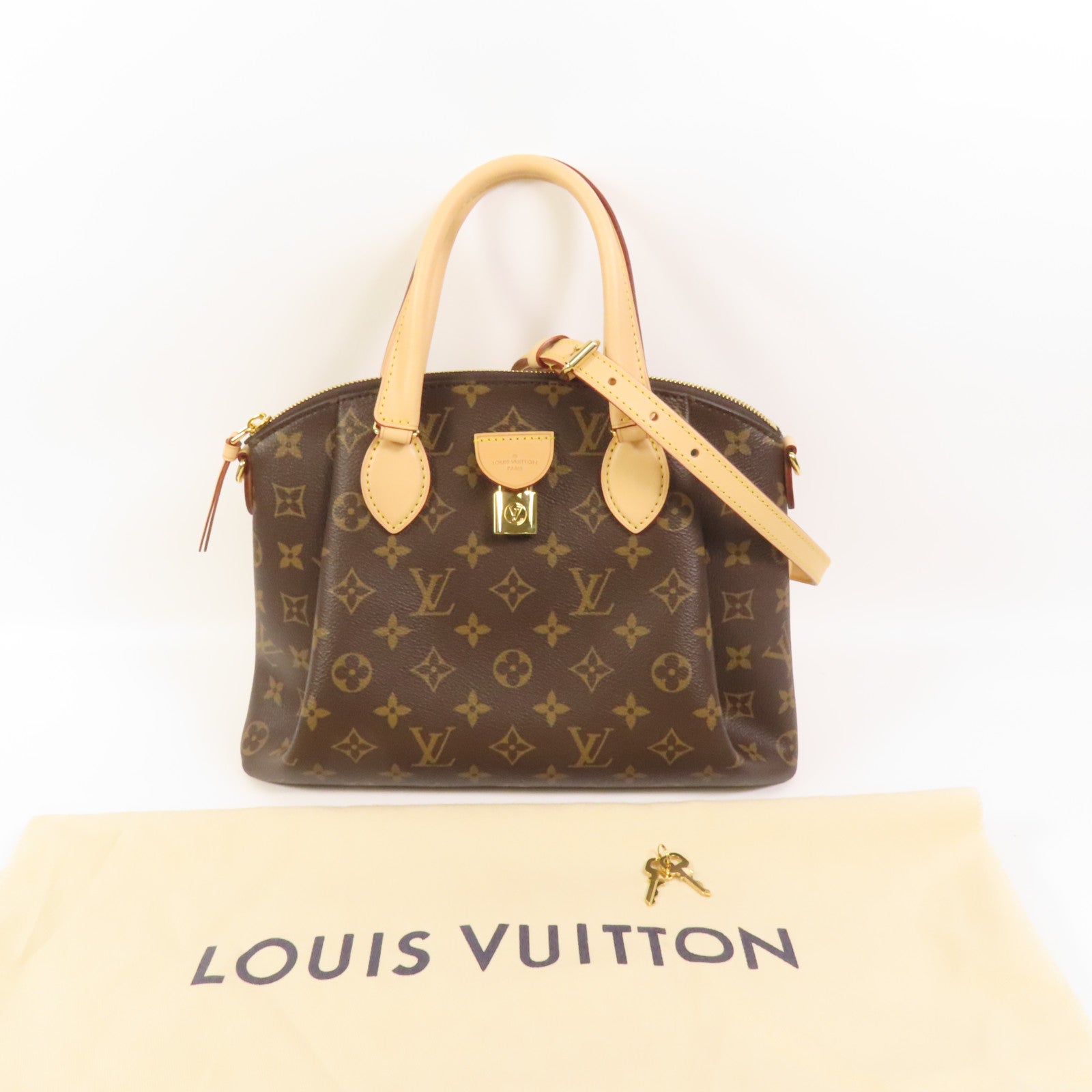 LOUIS VUITTON Monogram Rivoli PM金扣手挽肩背兩用袋棕色