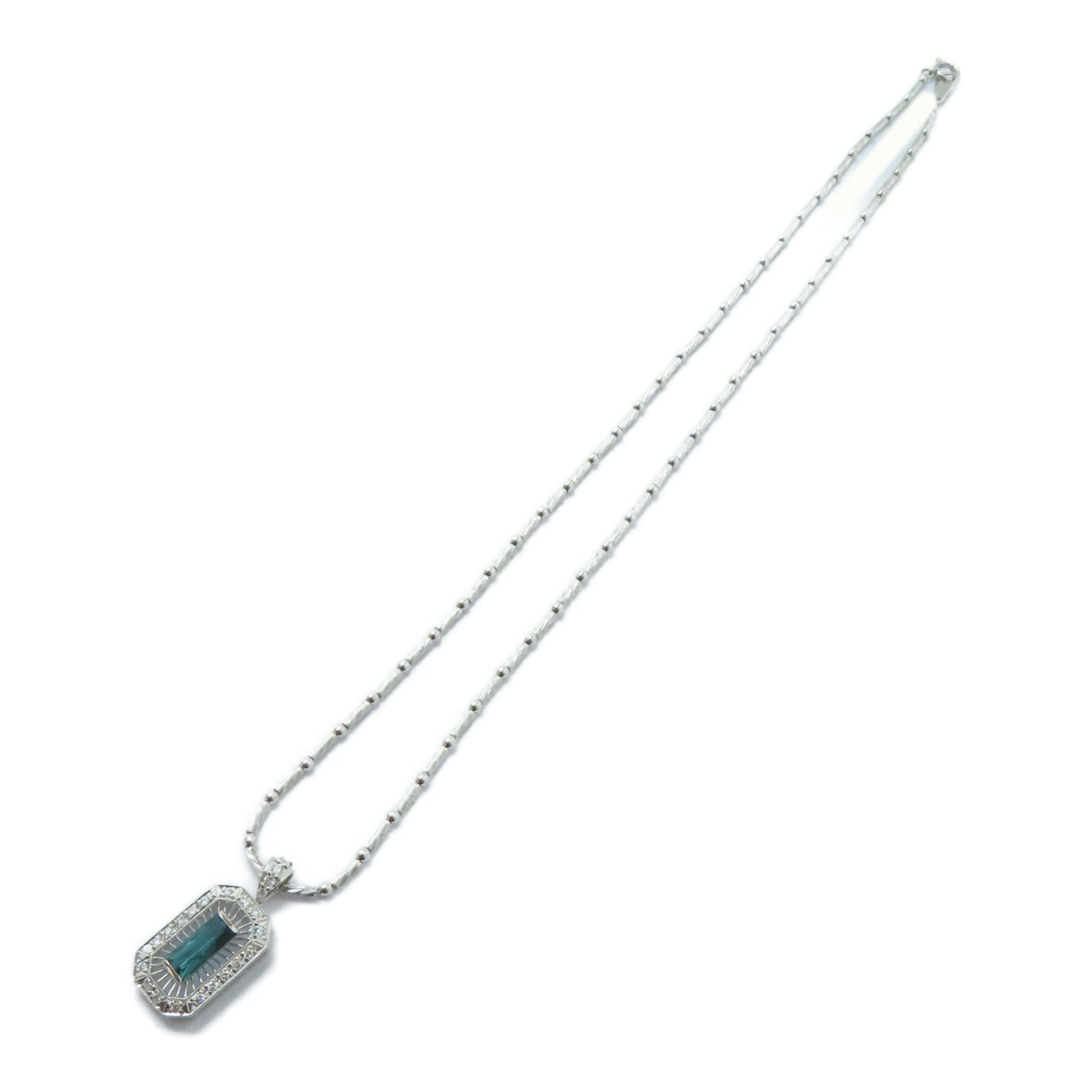 JEWELRY PT900鉑金/18K白金Tourmaline Necklace 1.04ct碧壐/0.28ct鑽石項鏈