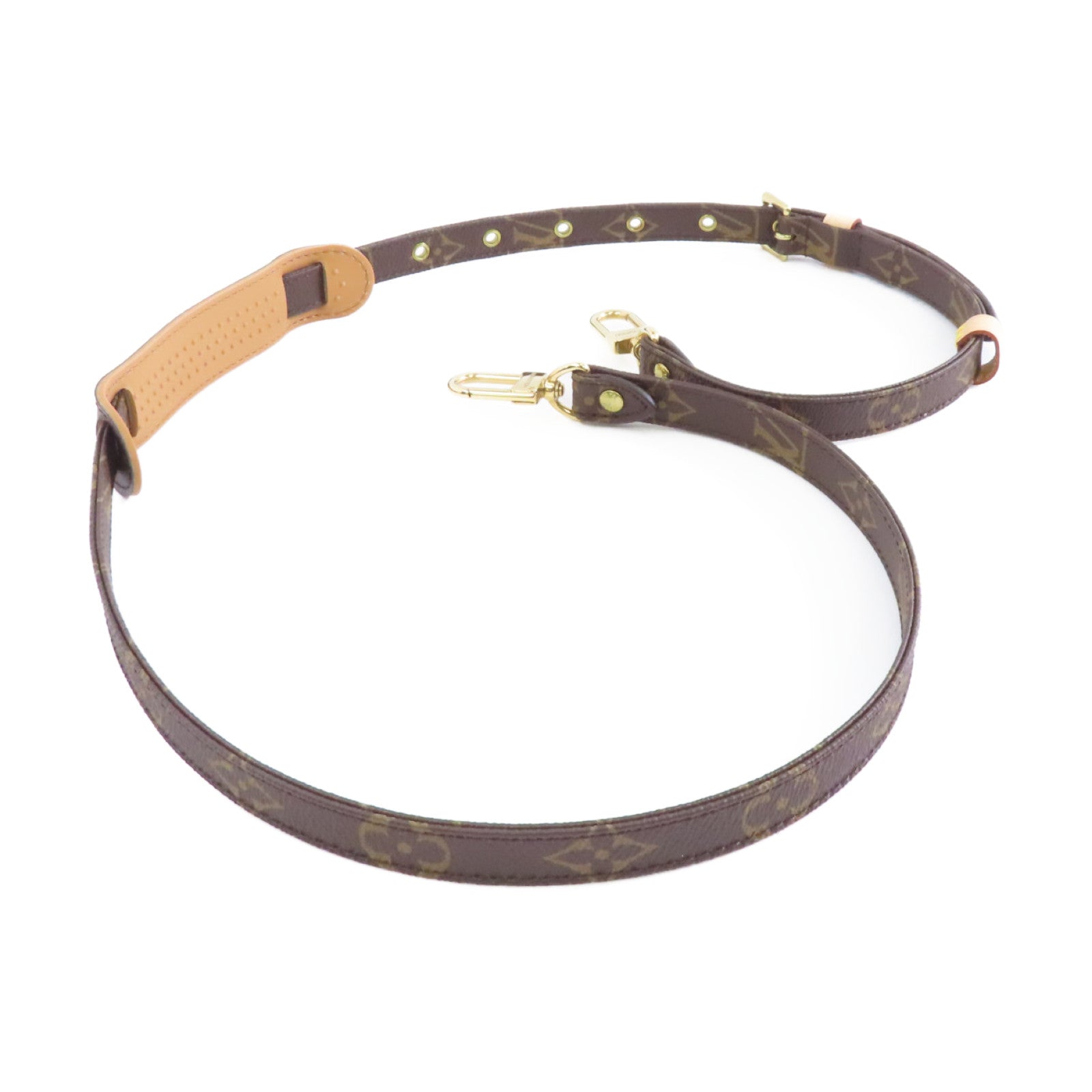 LOUIS VUITTON Monogram Shoulder Strap金扣掛飾棕色