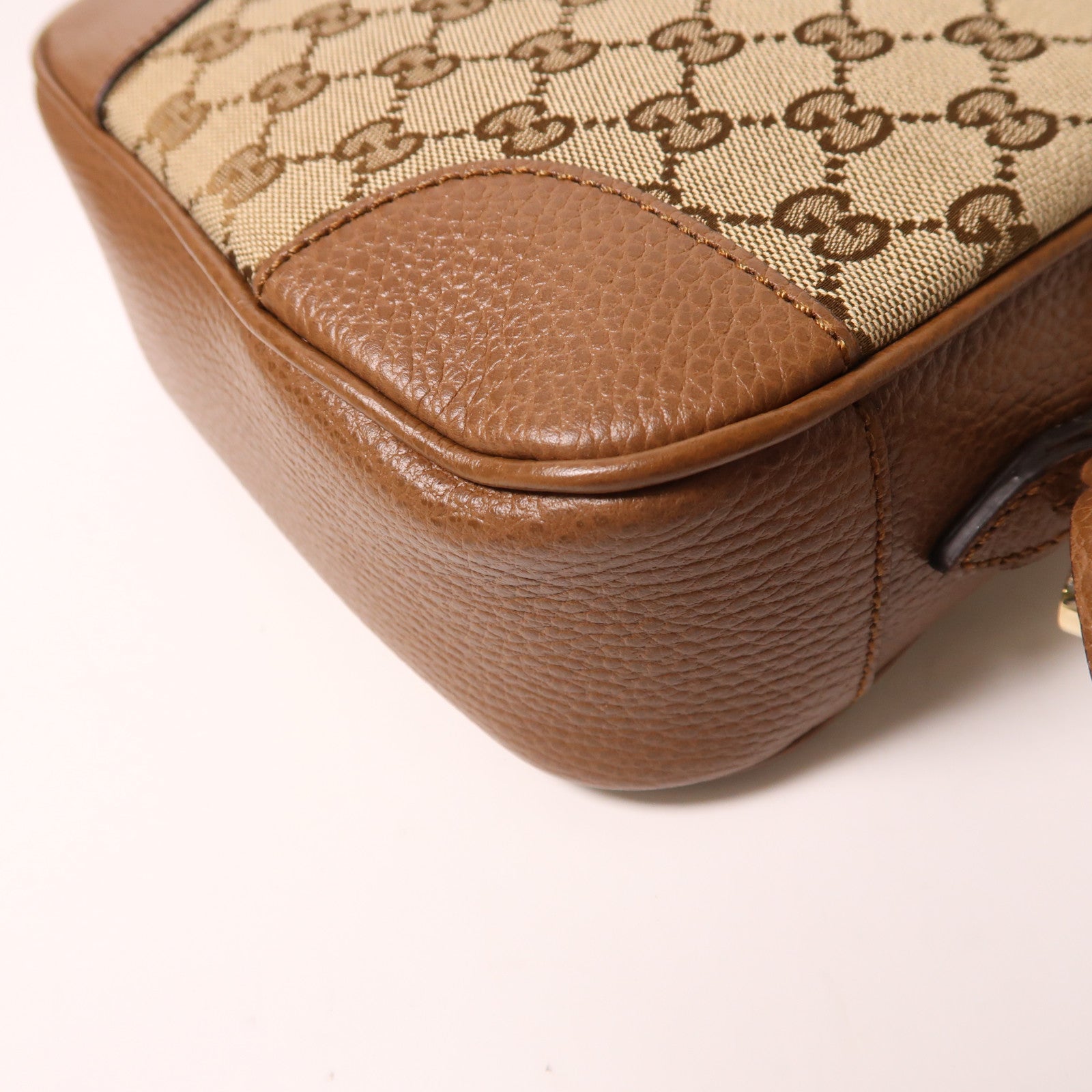 GUCCI GG SHW Shoulder Bag 520981 Coated Canvas/Calf Brown