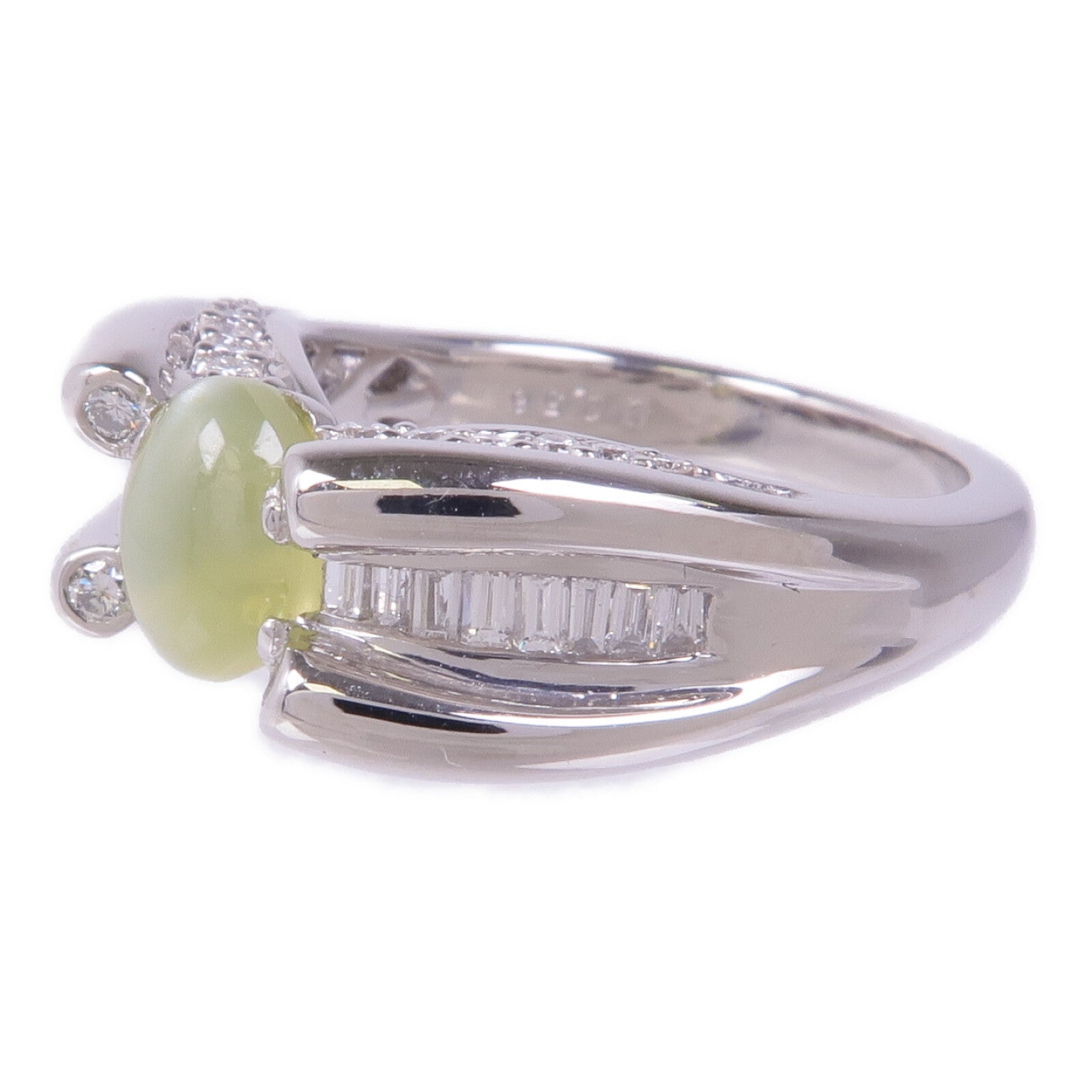JEWELRY PT900鉑金Cat's Eye Diamond Ring貓眼石/鑽石戒指US#6.25