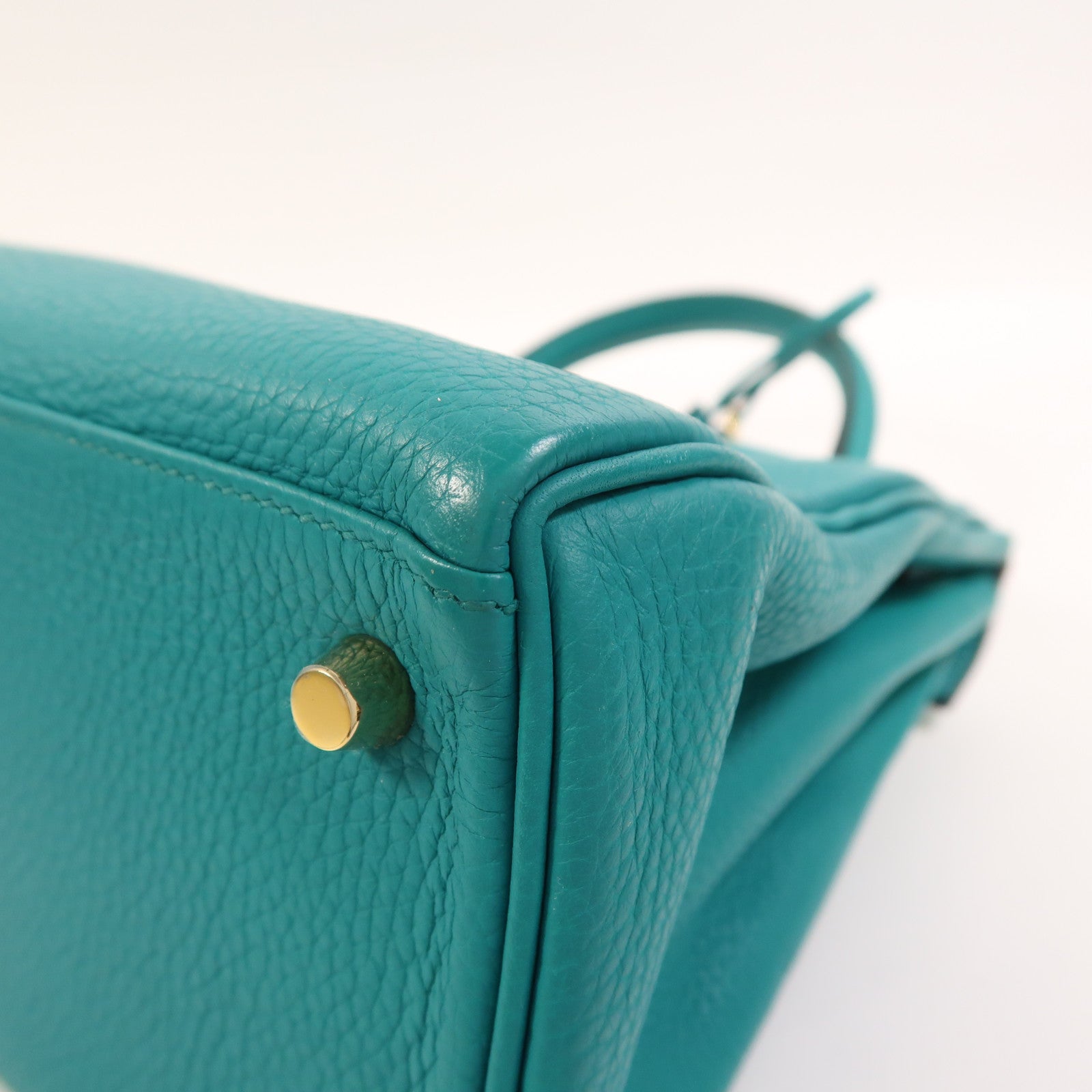 HERMES Togo皮革Kelly 28金扣手挽肩背兩用袋Bleu Paon