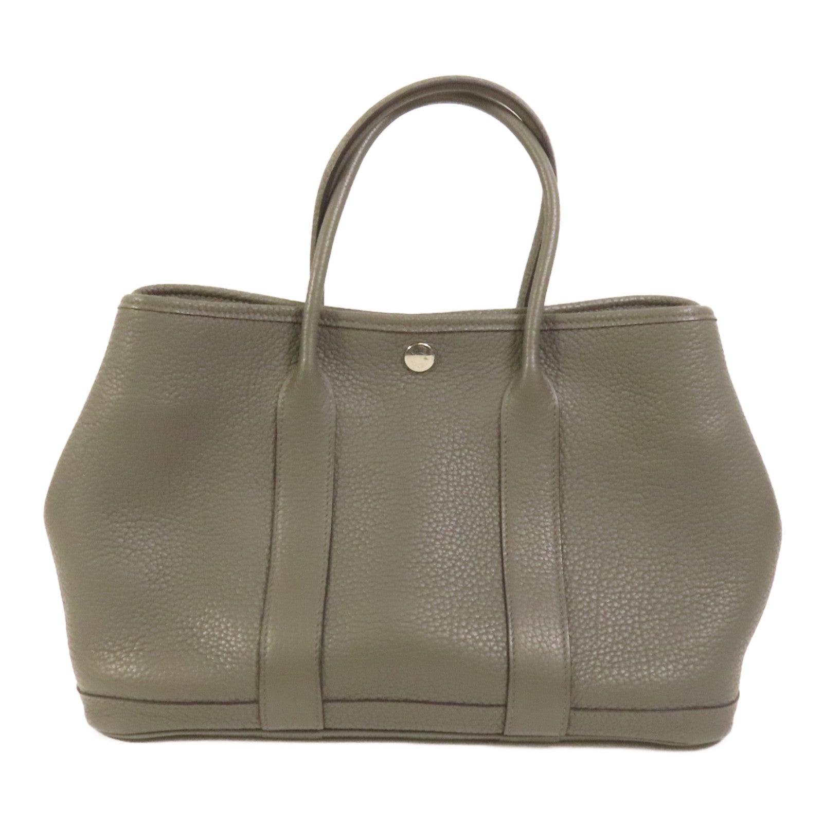 HERMES Negonda皮革Garden Party TPM銀扣手挽袋Gris Meyer