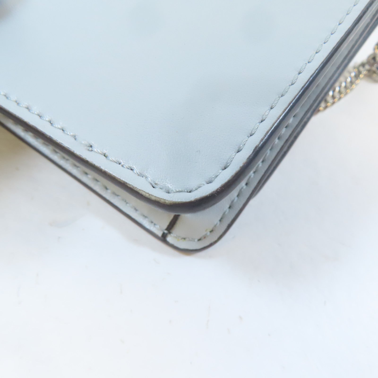 FENDI (PRICE DOWN) "Fun Fair" Studded Logo Chain Shoulder Bag 8M0346 Calfskin Light Blue