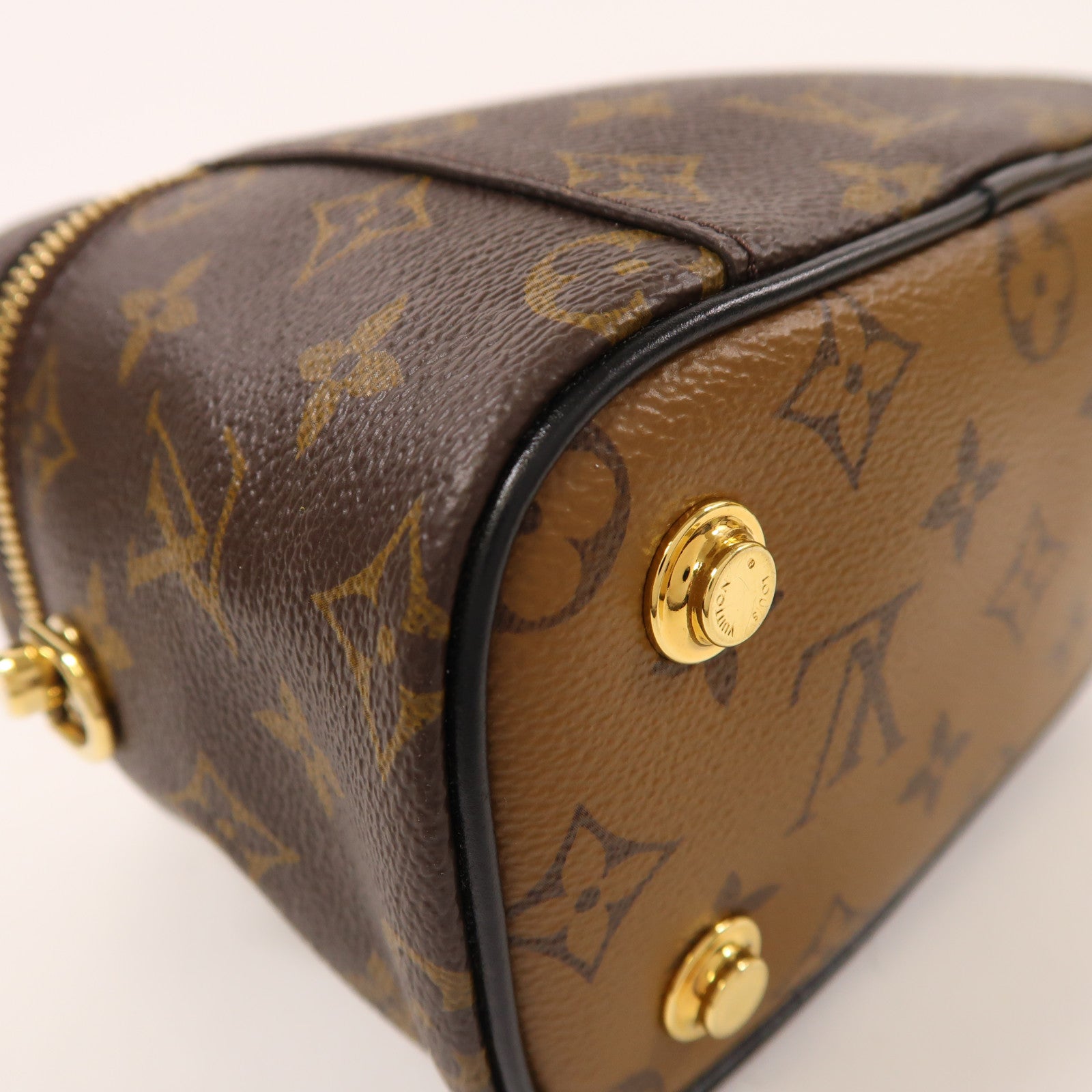 LOUIS VUITTON Monogram Reverse Vanity PM金扣手挽肩背兩用袋棕色