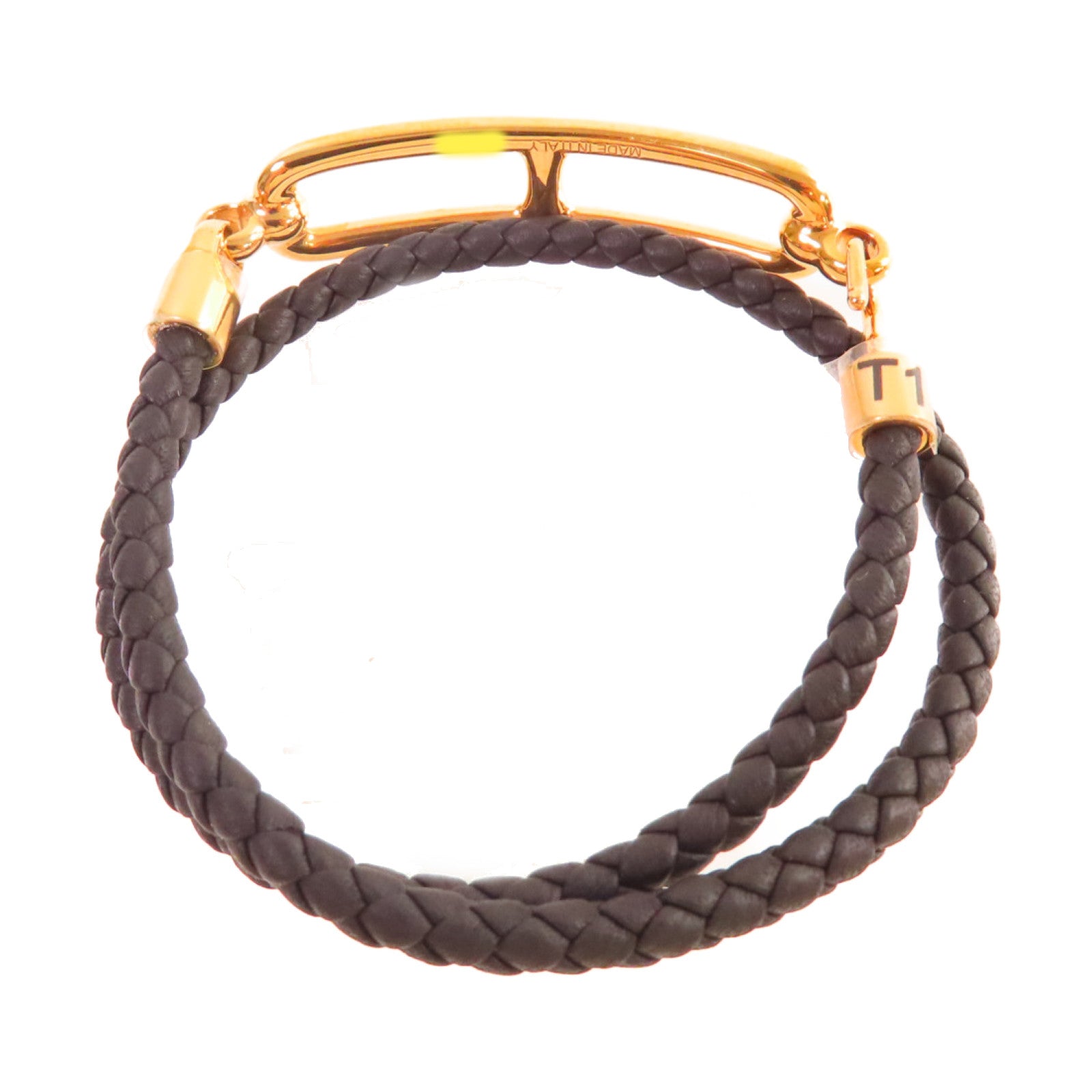 HERMES 鍍金/Swift皮革Roulis Double Tour T1 Bracelet 手鏈黑色