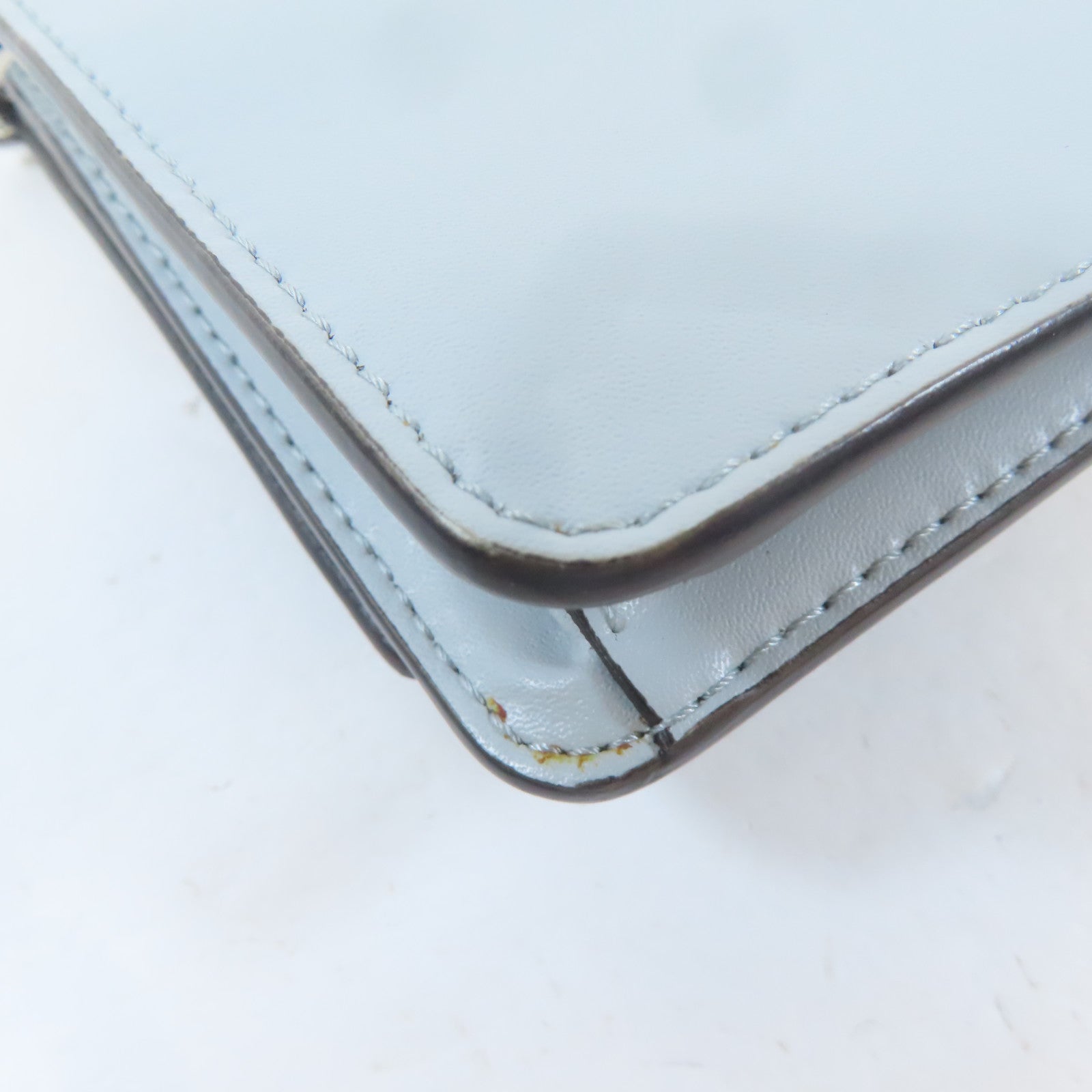 FENDI (PRICE DOWN) "Fun Fair" Studded Logo Chain Shoulder Bag 8M0346 Calfskin Light Blue