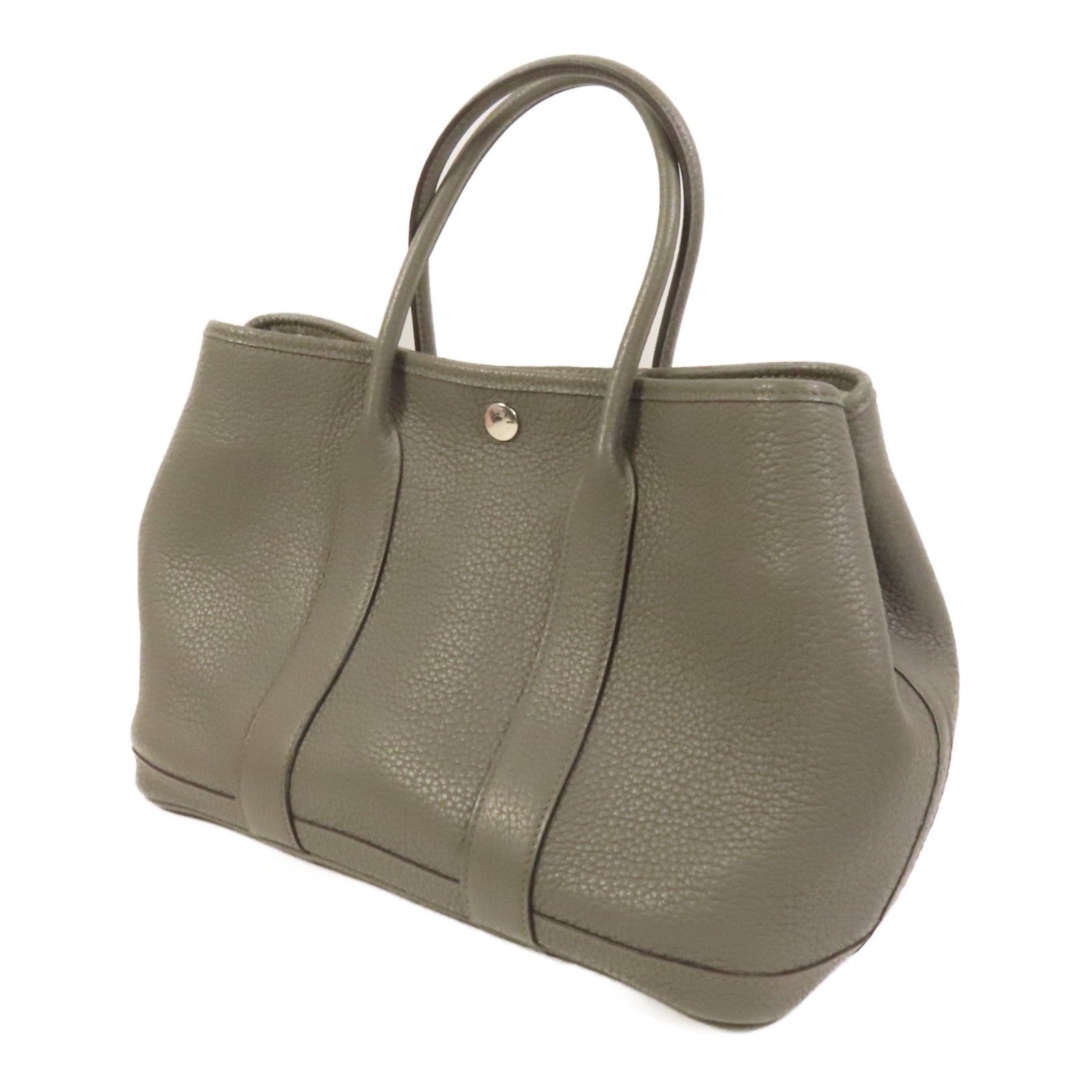 HERMES Negonda皮革Garden Party TPM銀扣手挽袋Gris Meyer