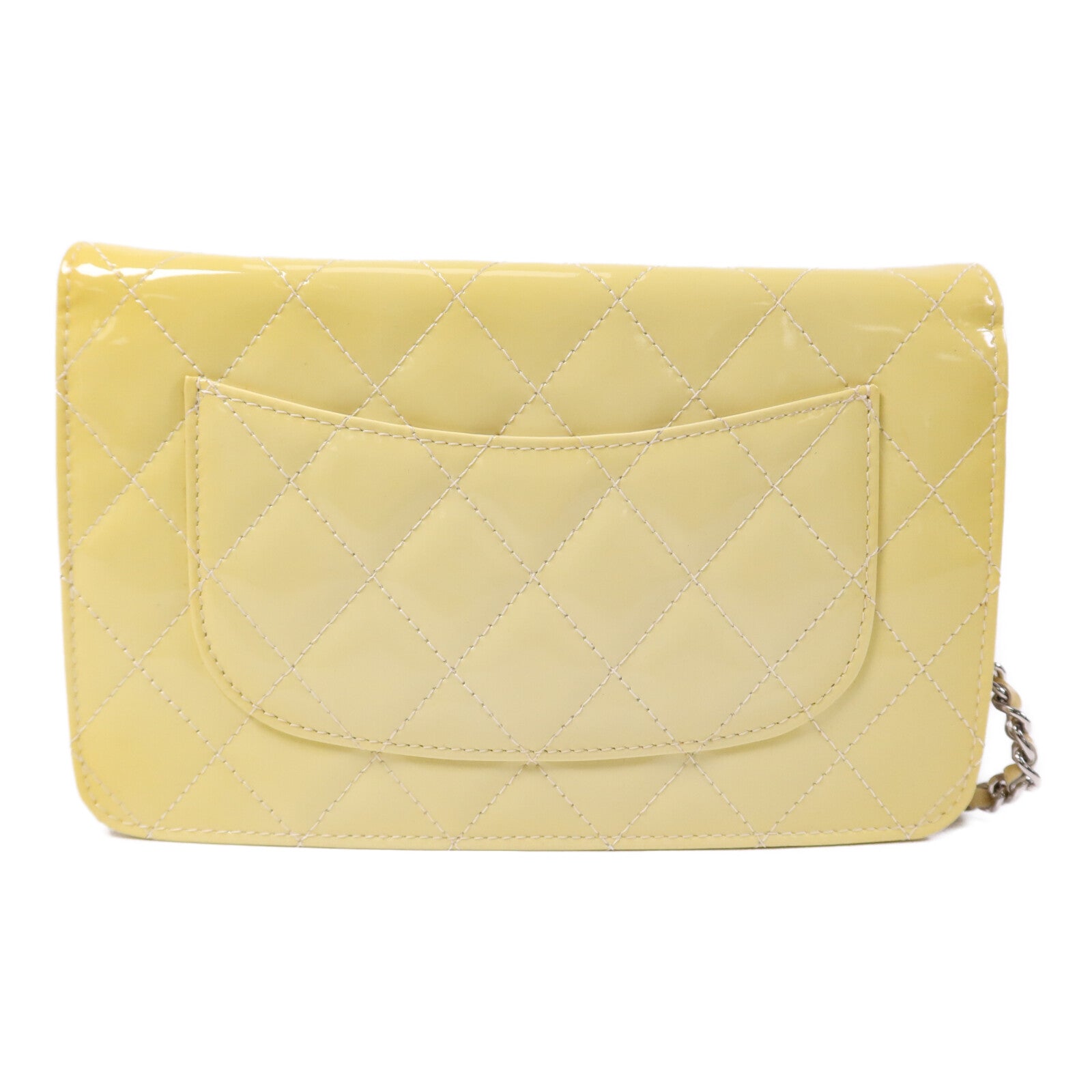 CHANEL 漆皮皮革WOC Wallet On Chain銀扣鏈帶肩背袋