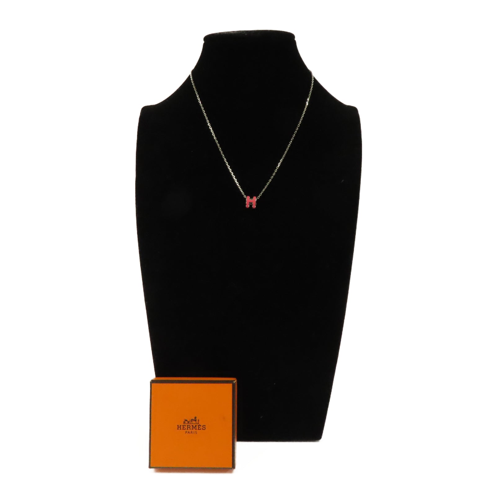 HERMES 金屬Mini Pop H Necklace項鍊粉紅色/銀色