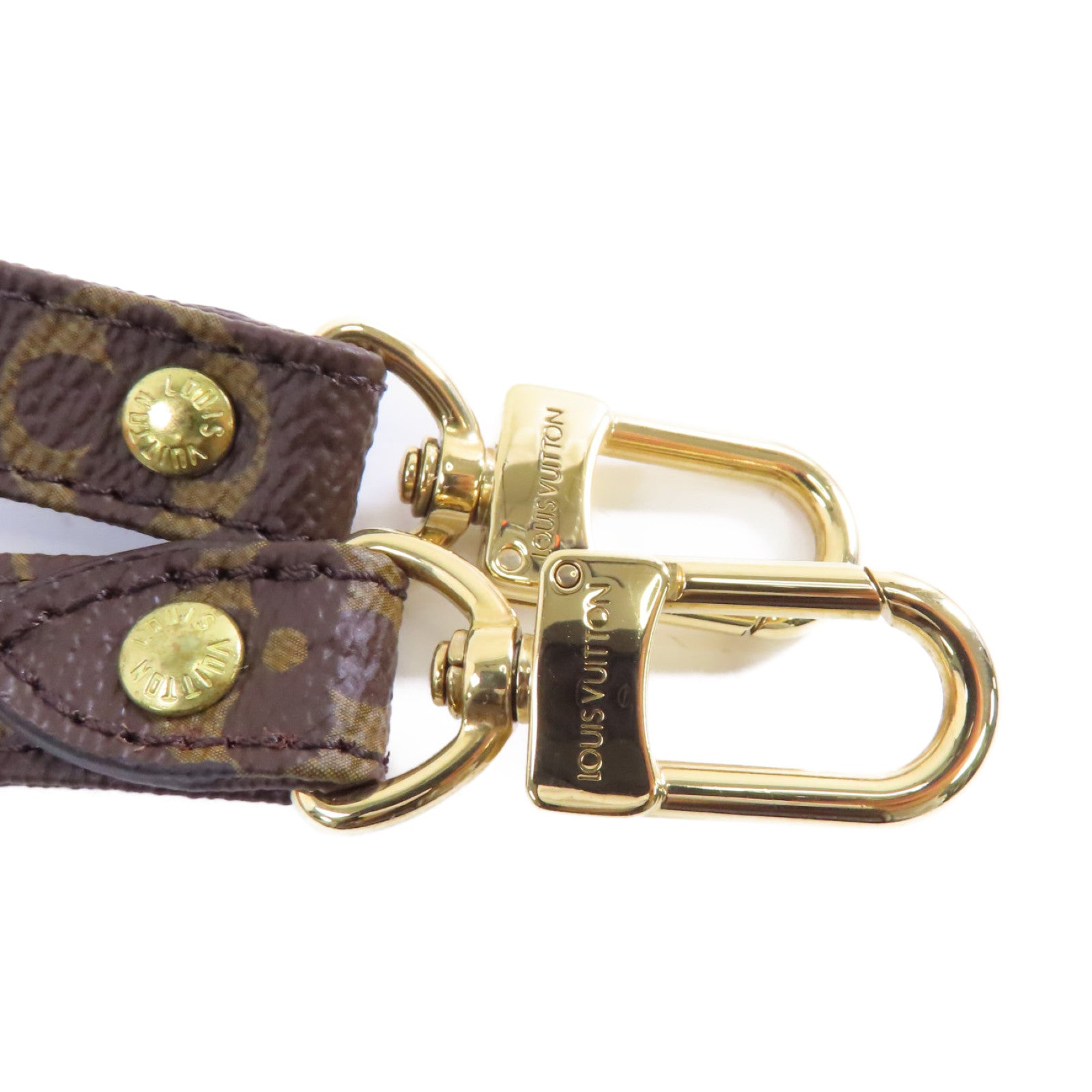 LOUIS VUITTON Monogram Shoulder Strap金扣掛飾棕色