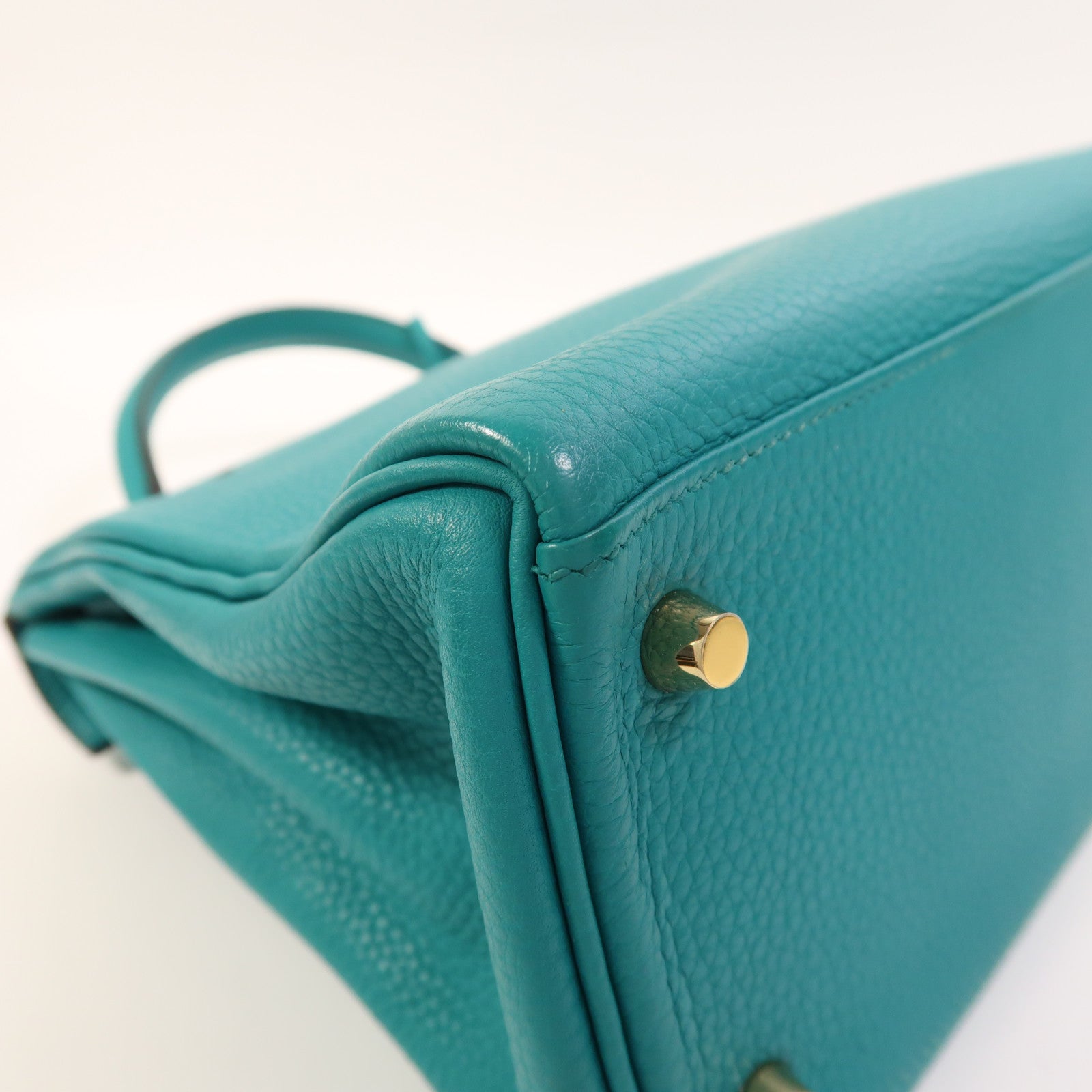 HERMES Togo皮革Kelly 28金扣手挽肩背兩用袋Bleu Paon