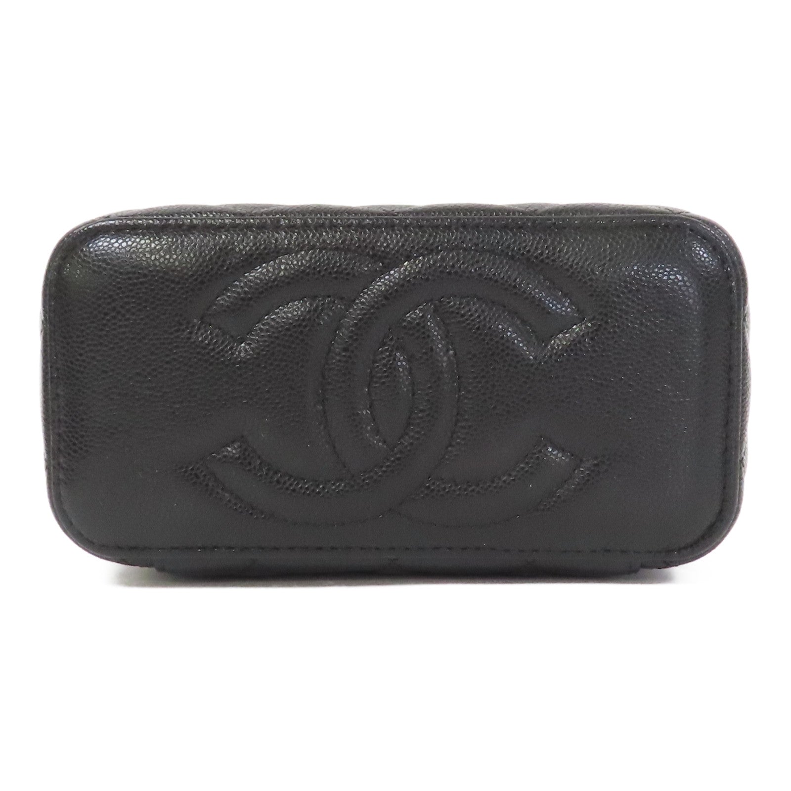CHANEL 菱格牛皮皮革Chain Shoulder金扣鏈帶肩背袋黑色