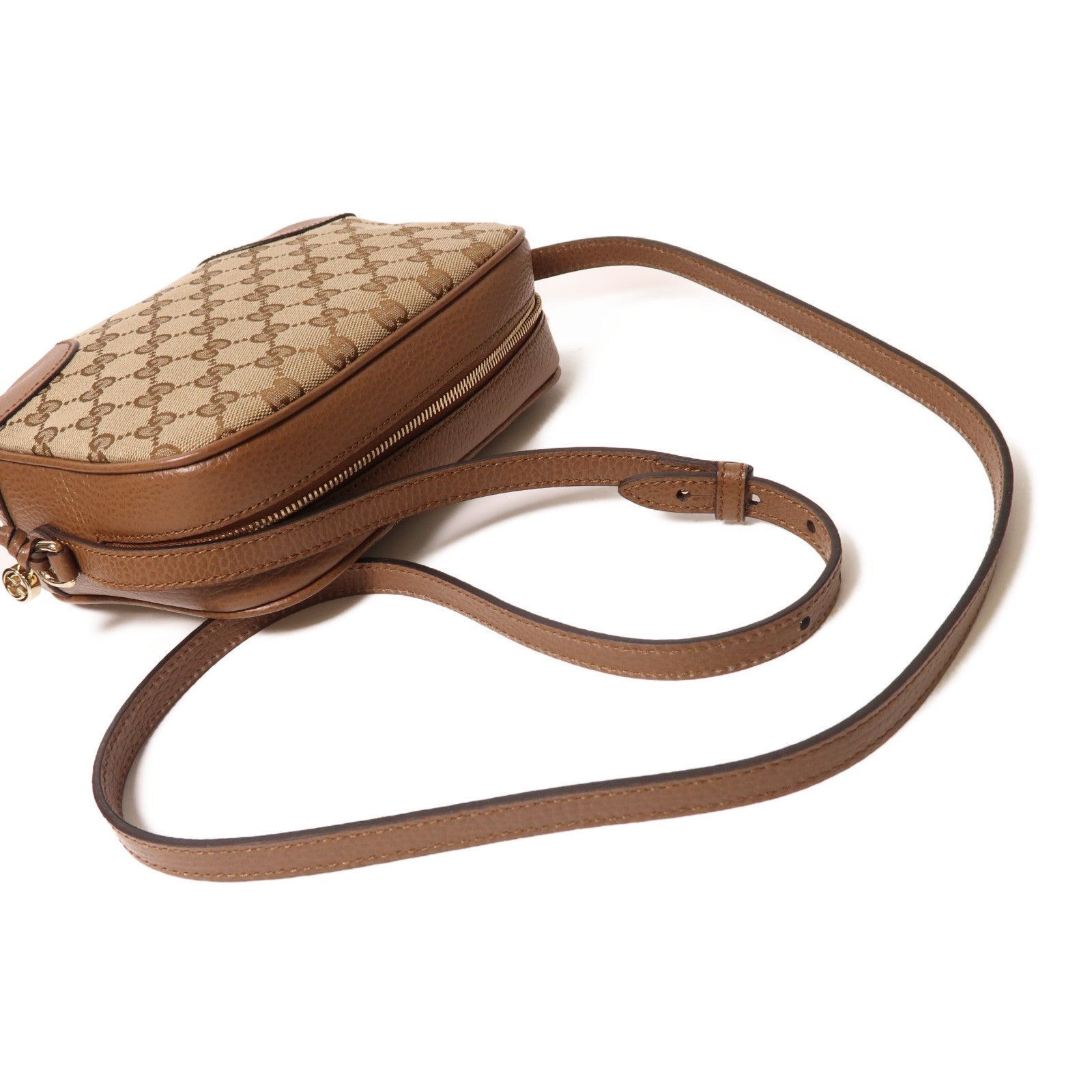 GUCCI GG SHW Shoulder Bag 520981 Coated Canvas/Calf Brown