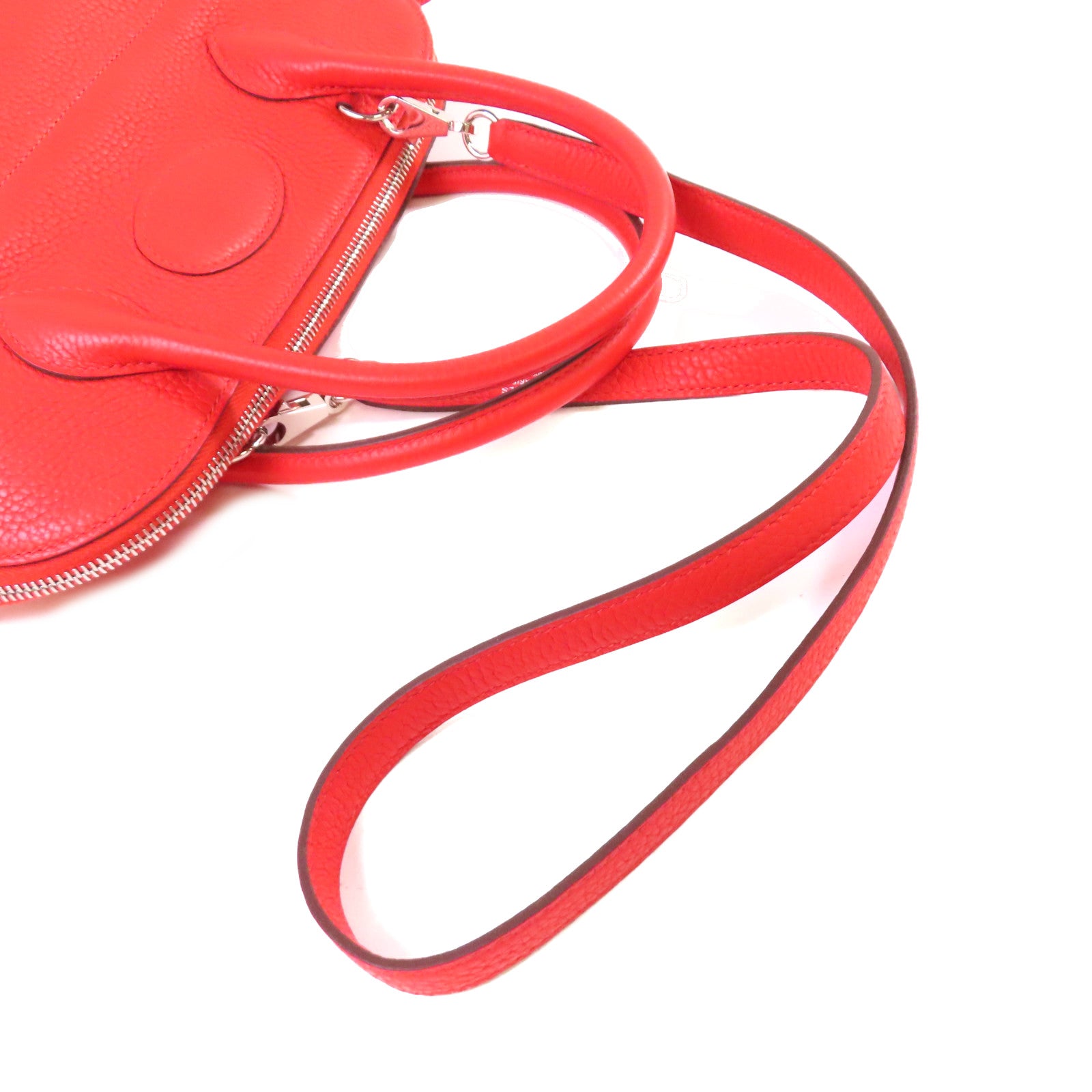 HERMES 【激減優惠】Clemence皮革Bolide 31 2Way Hand Bag銀扣手挽肩背兩用袋Rouge Casaque法拉利紅色