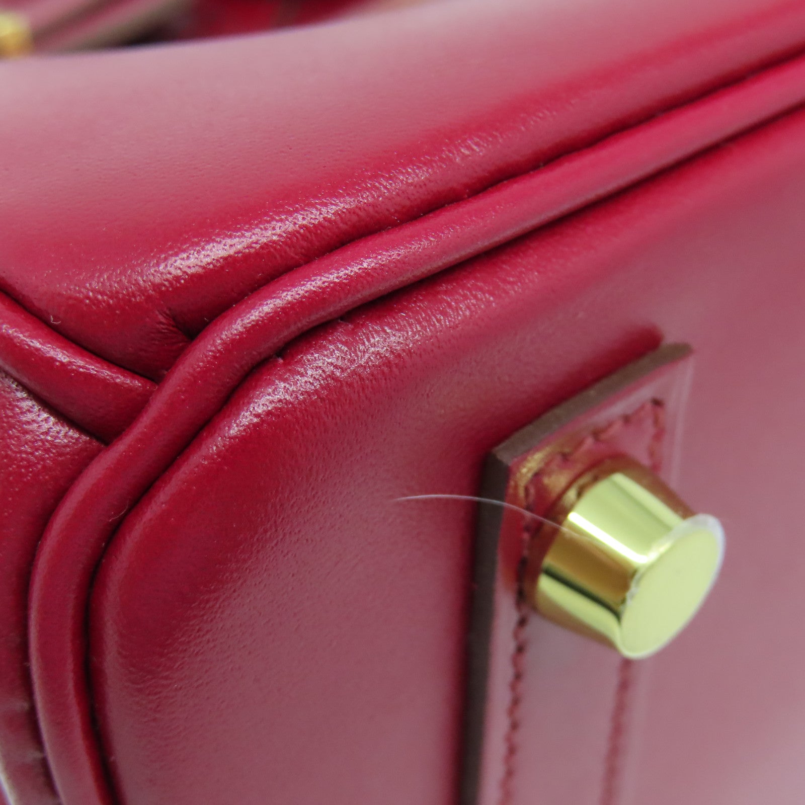 HERMES 【清倉大減價】Tadelakt Birkin 25金扣手挽袋寶石紅色