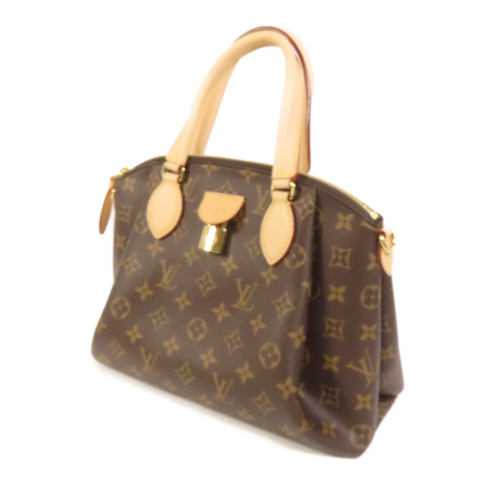 LOUIS VUITTON Monogram Rivoli PM金扣手挽肩背兩用袋棕色