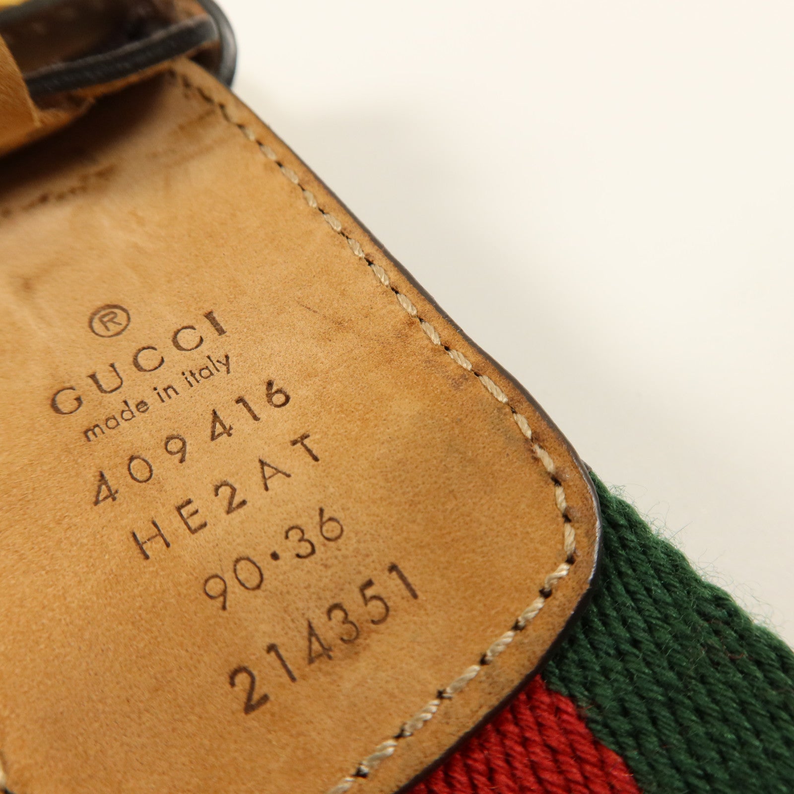 GUCCI 牛皮皮革/帆布GG Marmont Wed Belt 90cm金扣皮帶