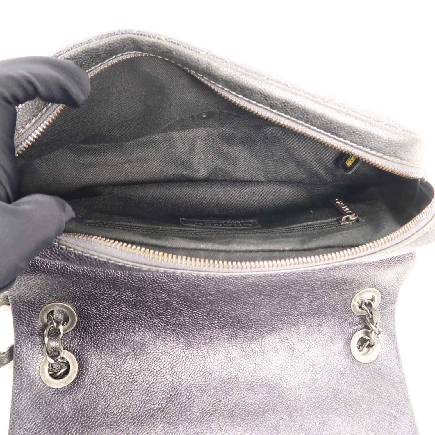 CHANEL 牛皮皮革Shoulder Bag銀扣鏈帶肩背袋