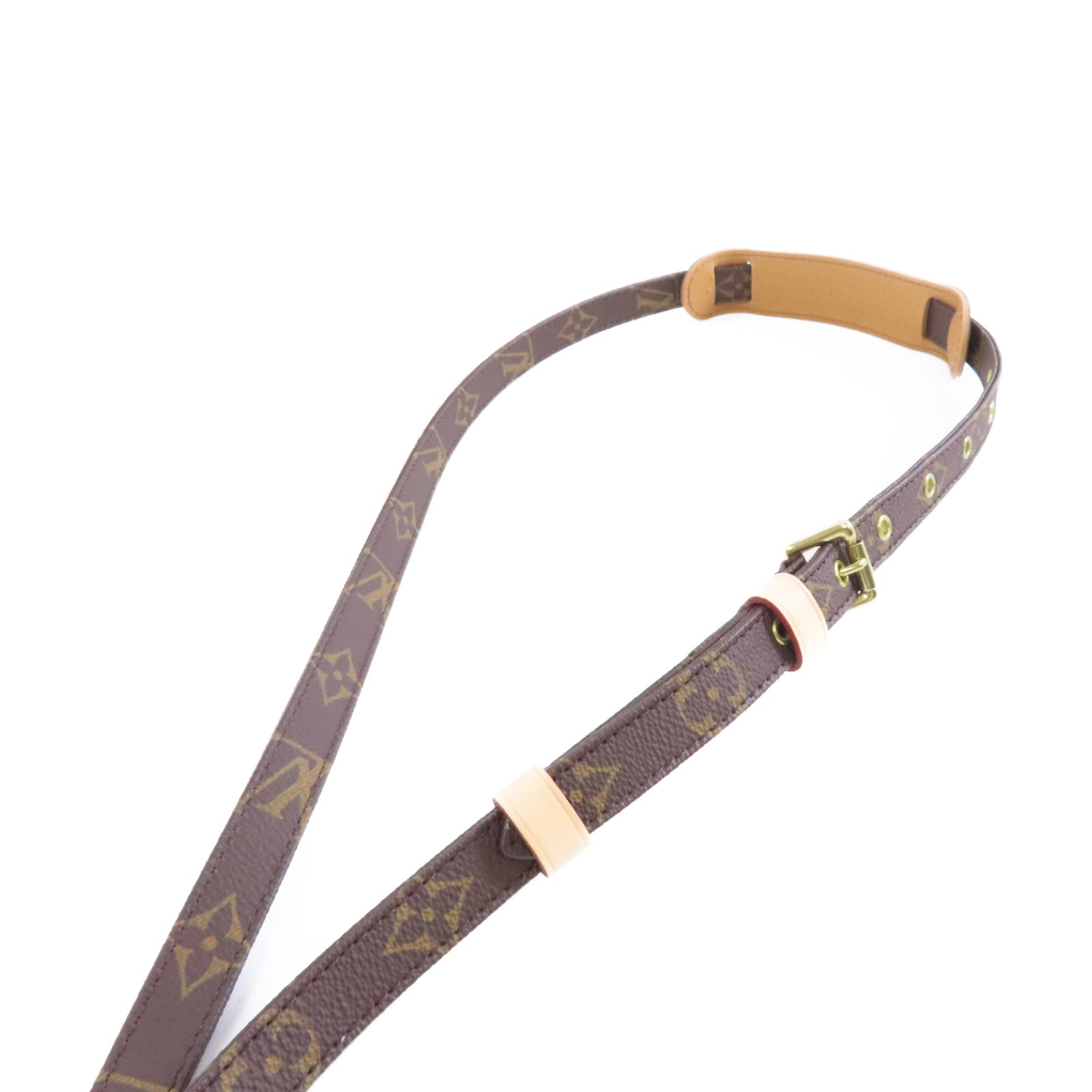 LOUIS VUITTON Monogram Shoulder Strap金扣掛飾棕色