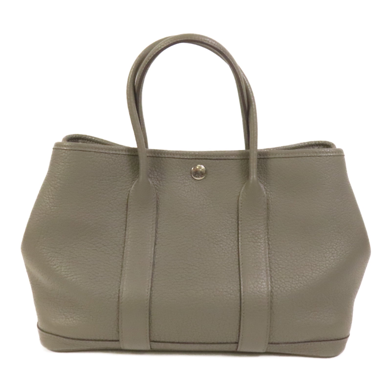 HERMES Negonda皮革Garden Party TPM銀扣手挽袋Gris Meyer