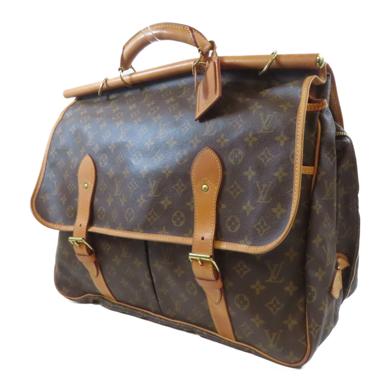 LOUIS VUITTON Monogram Hunting Bag金扣手挽肩背兩用袋啡色