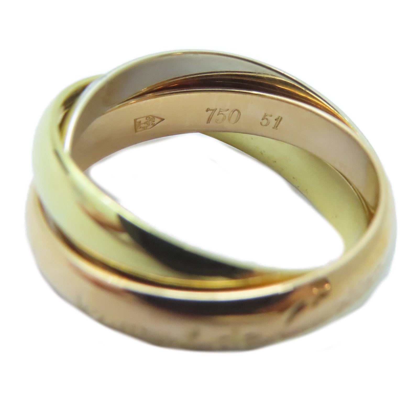 CARTIER 18K黃金/白金/玫瑰金Trinity戒指Cartier#51/US#5.75